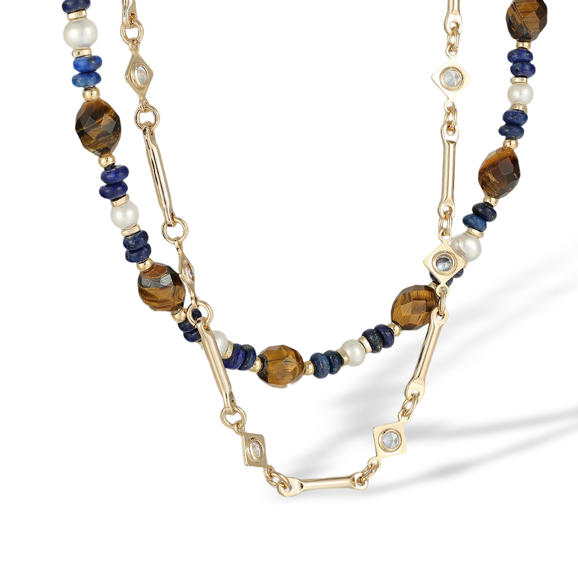Dagrada Multicolor Double-Layer Natural Stone Pearl Necklace