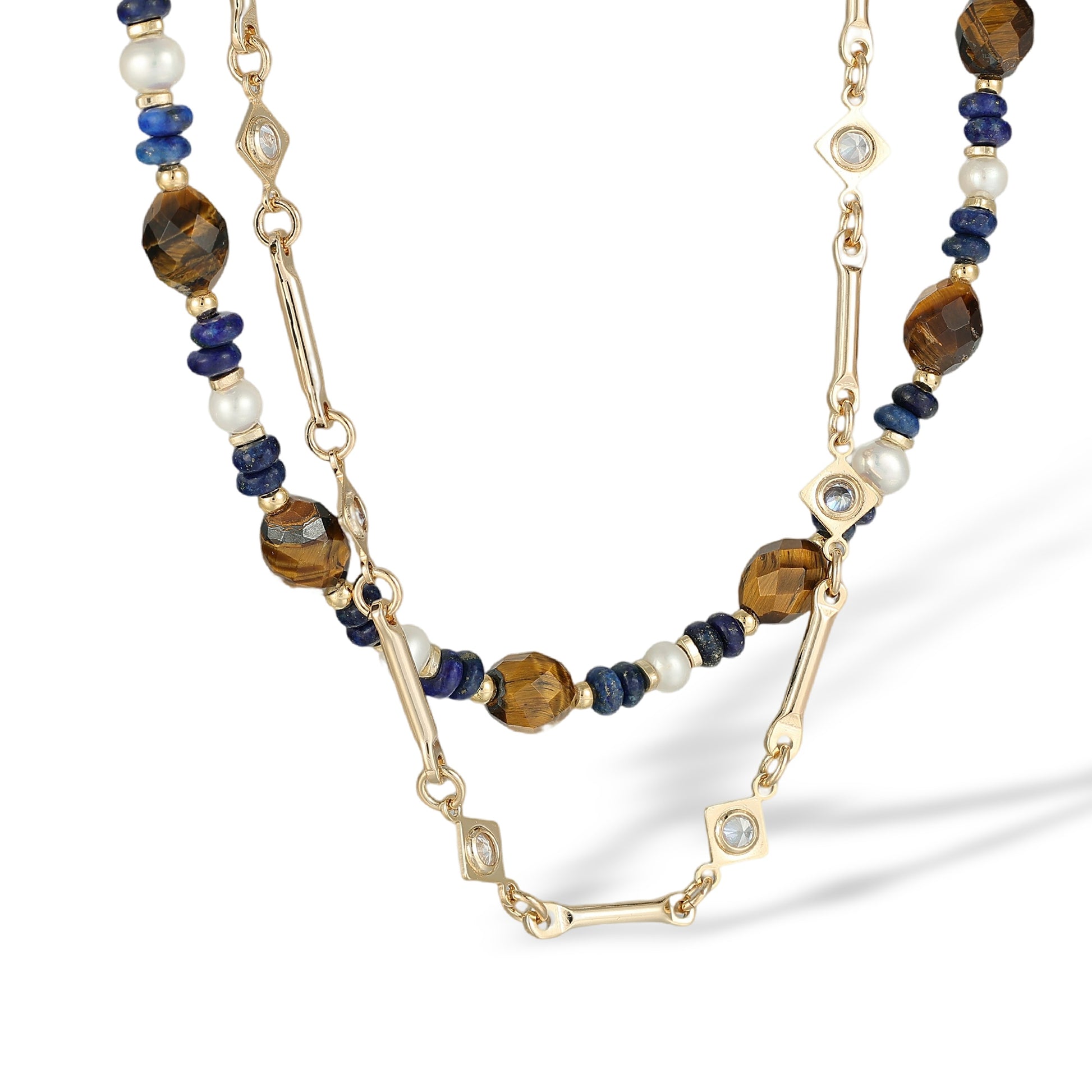 Dagrada Multicolor Double-Layer Natural Stone Pearl Necklace