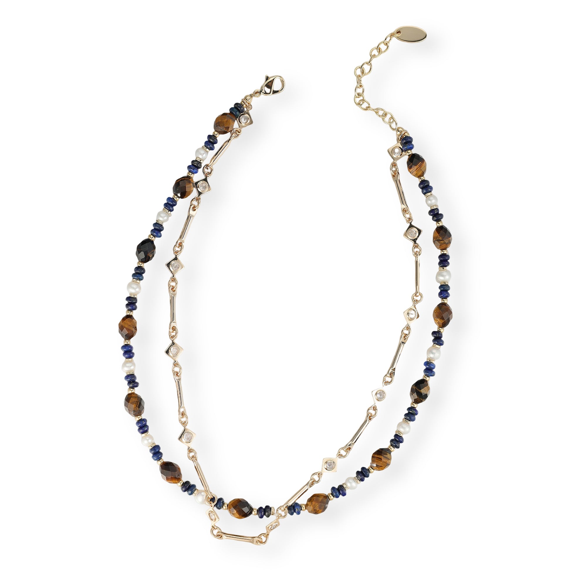 Dagrada Multicolor Double-Layer Natural Stone Pearl Necklace