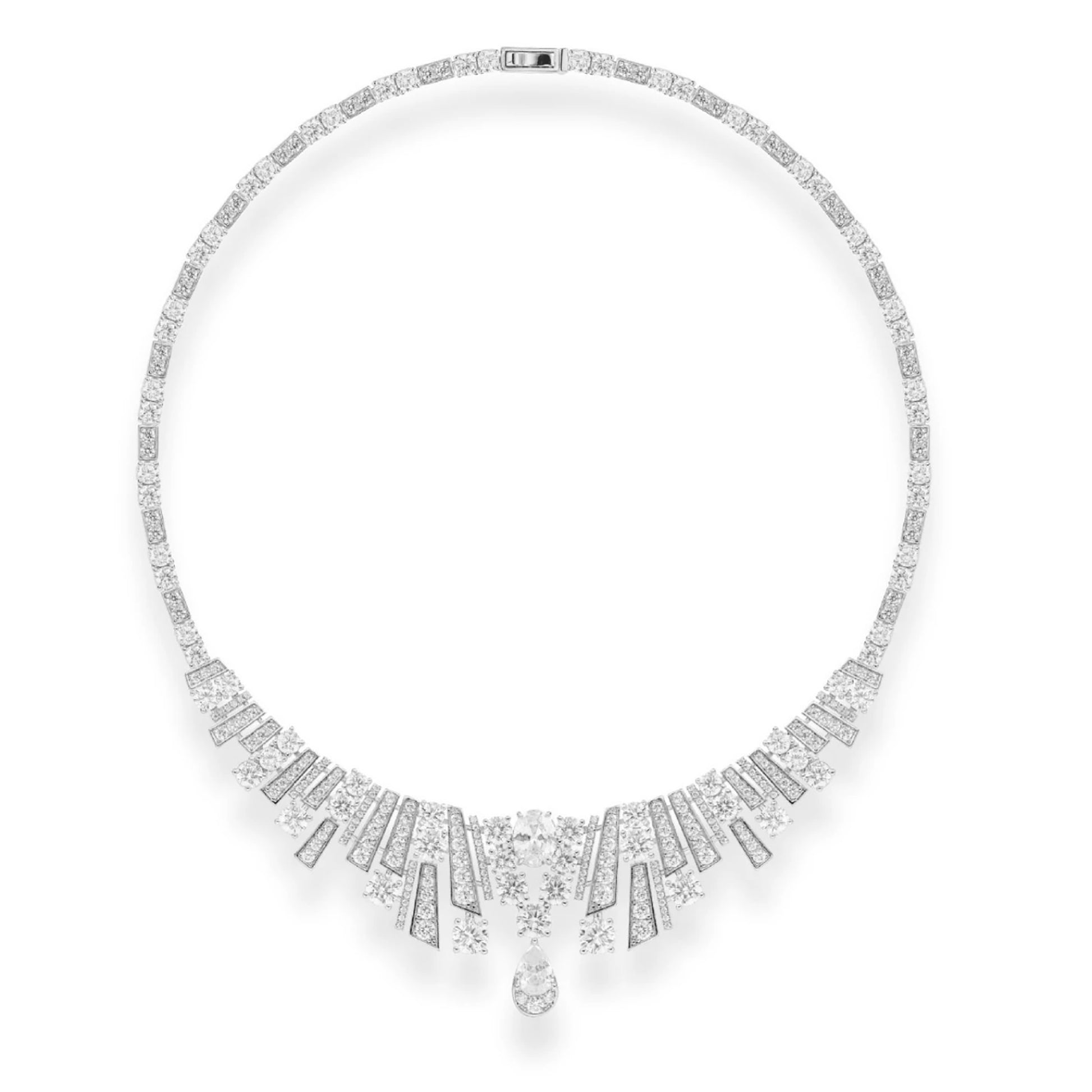 Dagrikea White Fan Geometric Teardrop Necklace