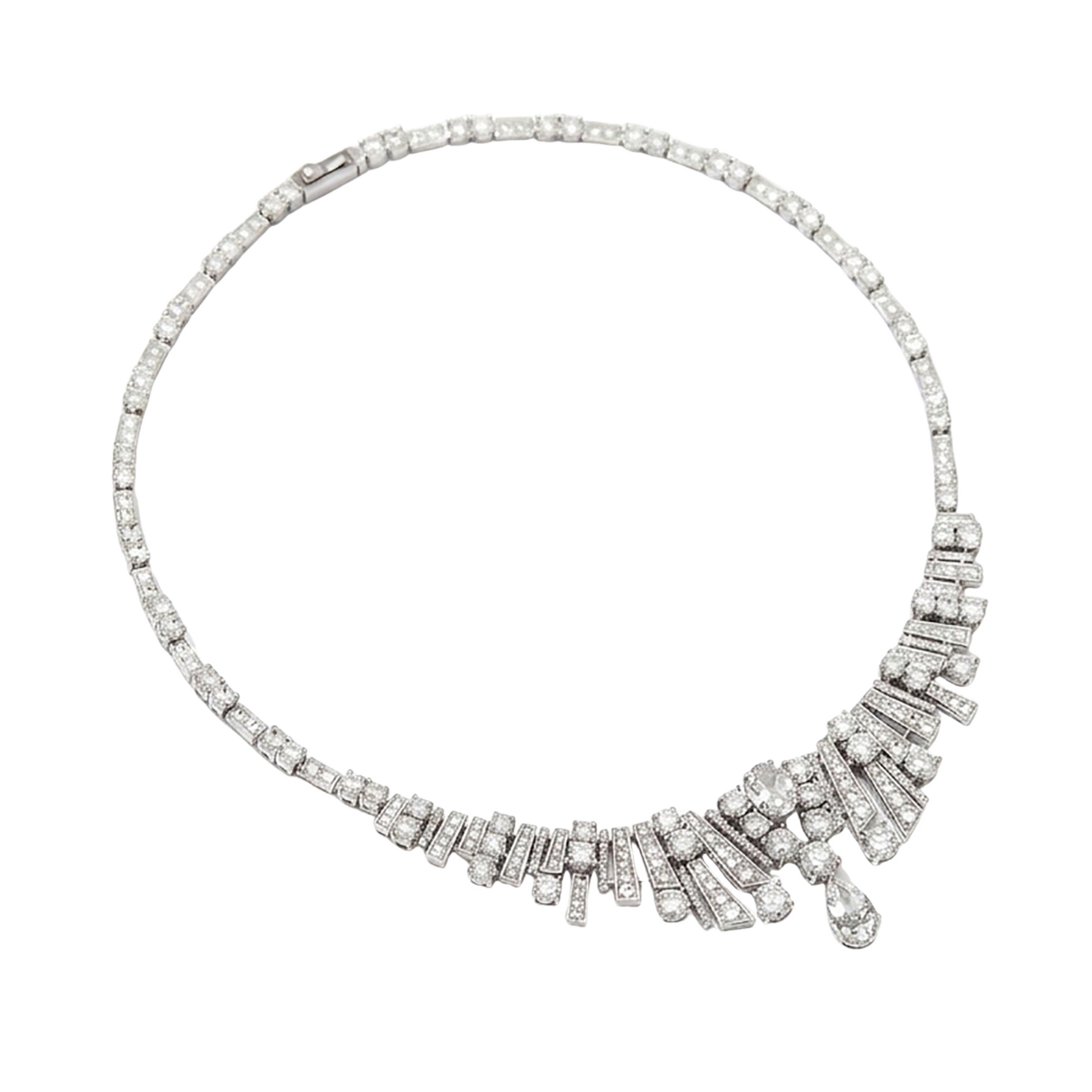 Dagrikea White Fan Geometric Teardrop Necklace