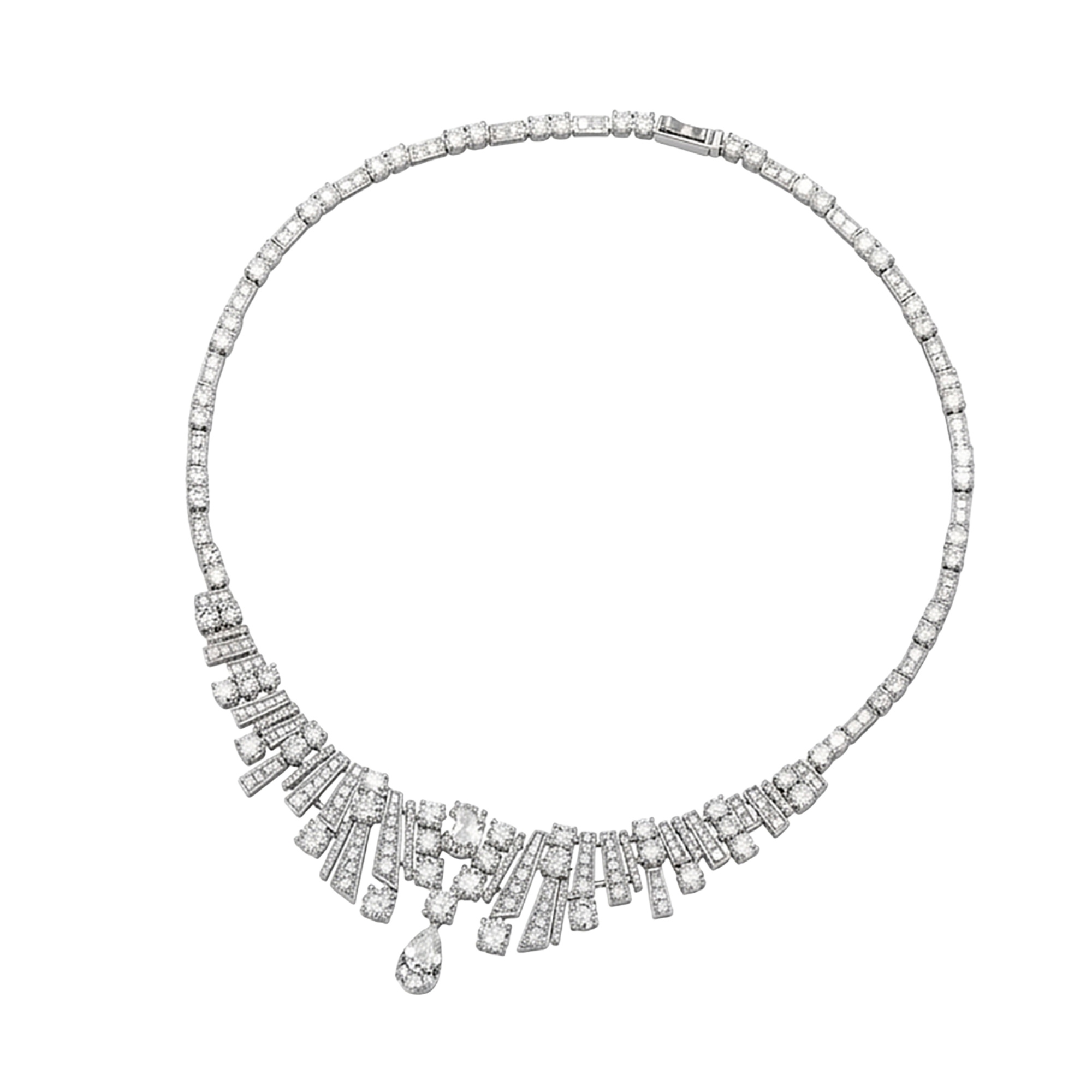 Dagrikea White Fan Geometric Teardrop Necklace
