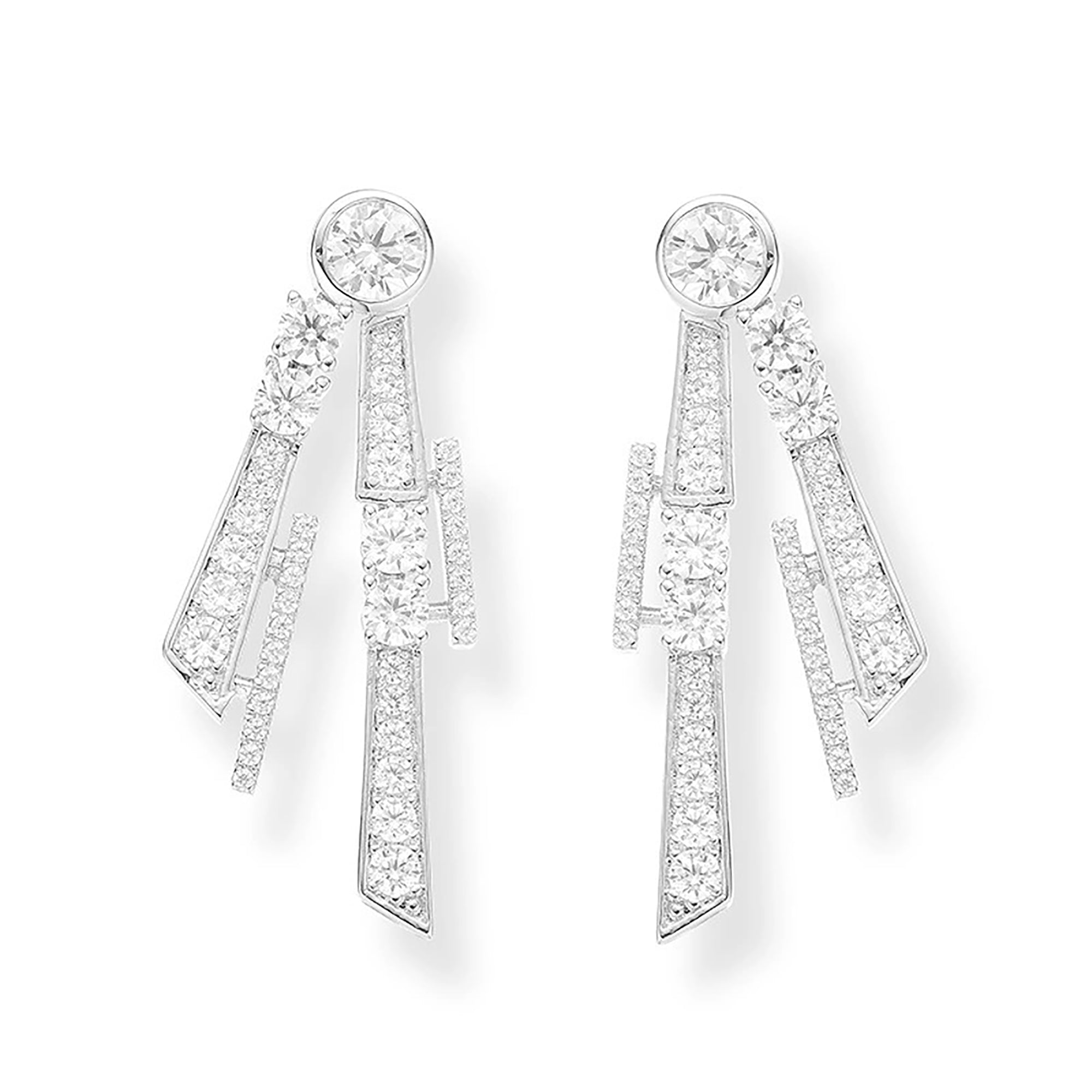 Dagrikea White Geometric Round Bar Drop Earrings