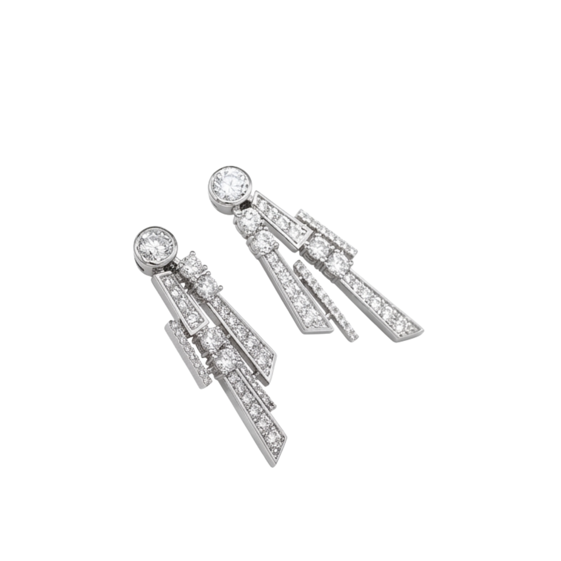 Dagrikea White Geometric Round Bar Drop Earrings