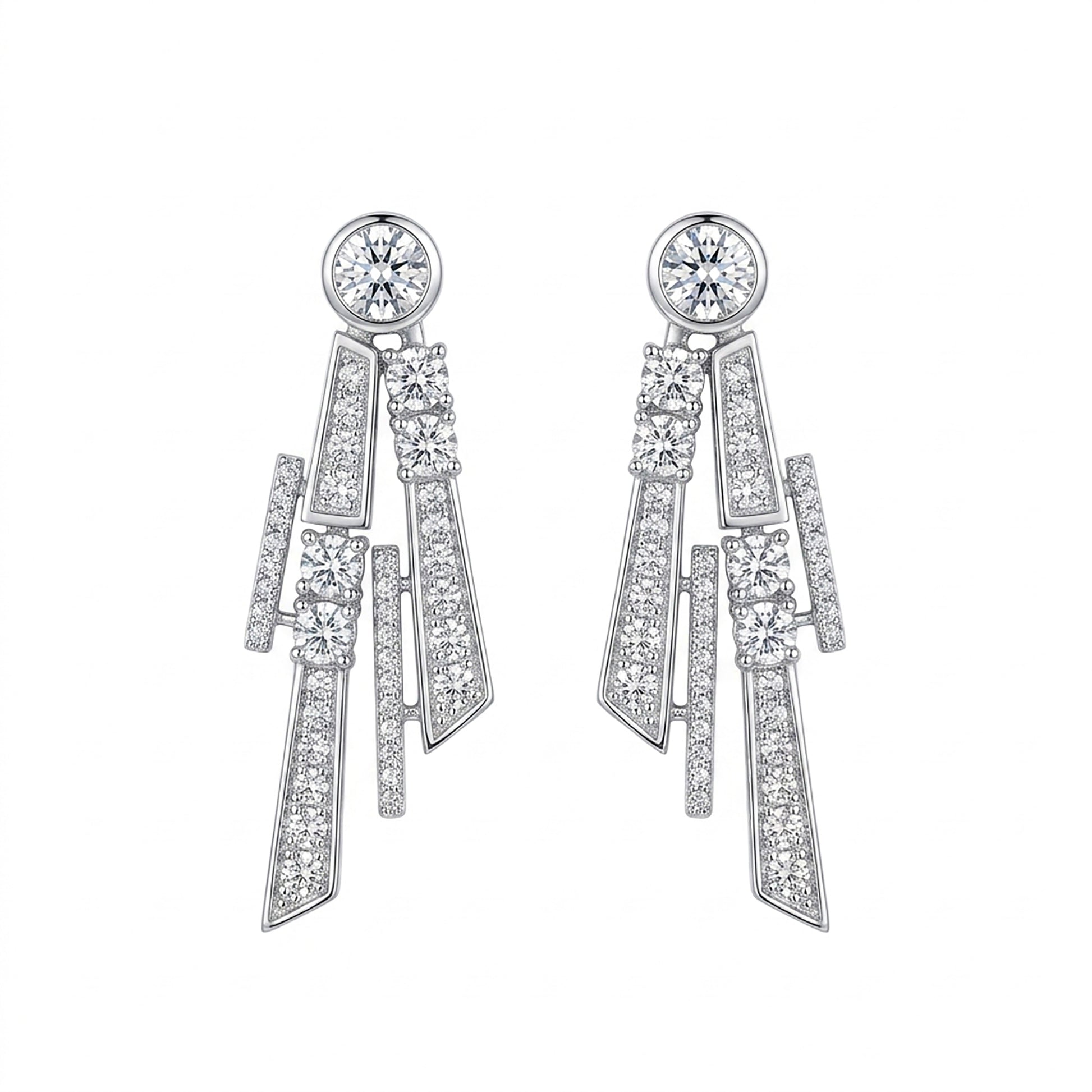Dagrikea White Geometric Round Bar Drop Earrings