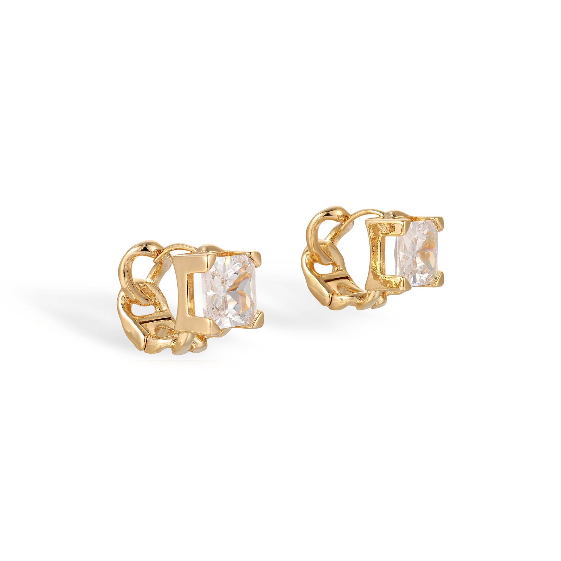 Dagswind 14K Gold Square Huggie Earrings