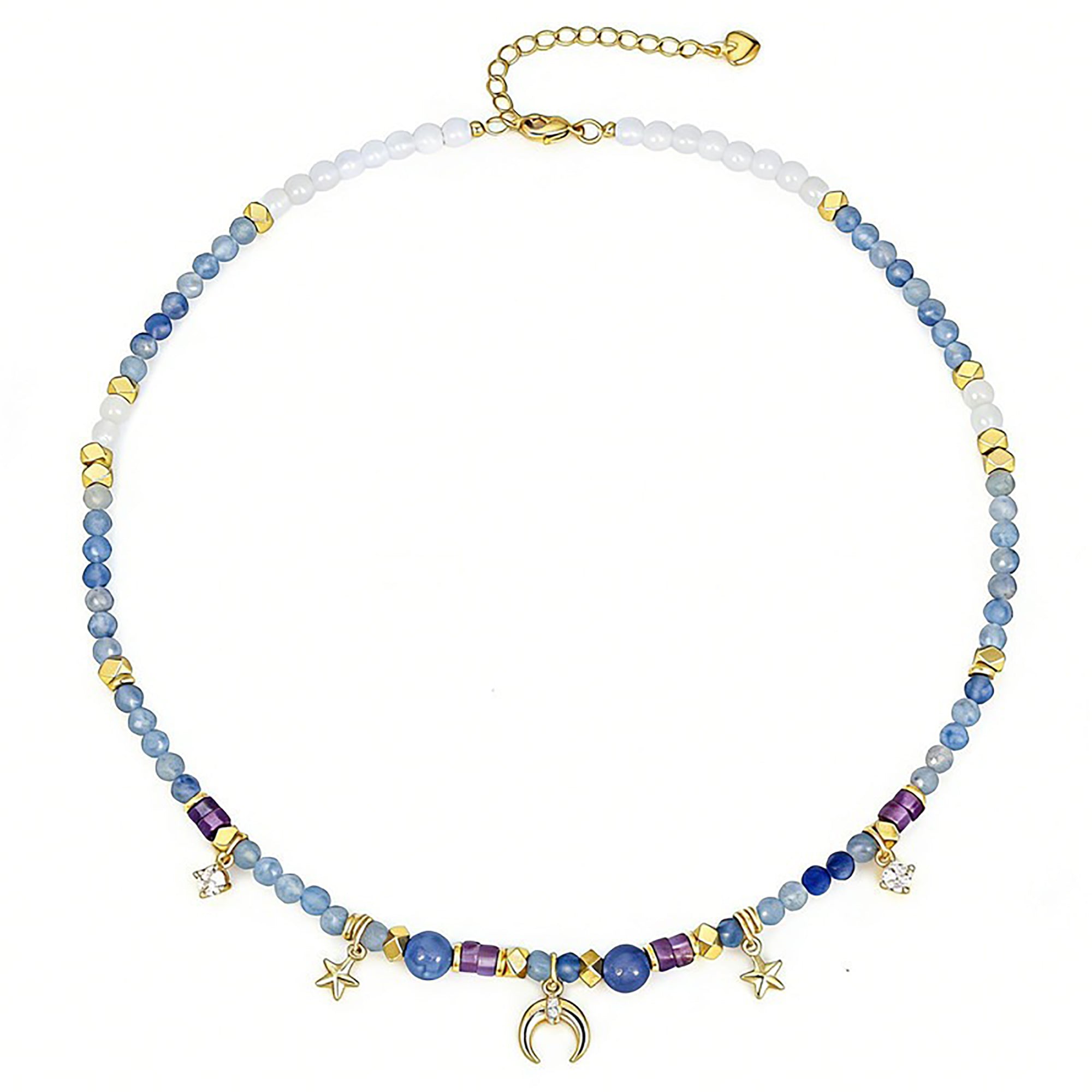 Dagtrud Blue Star Moon Natural Stone Necklace