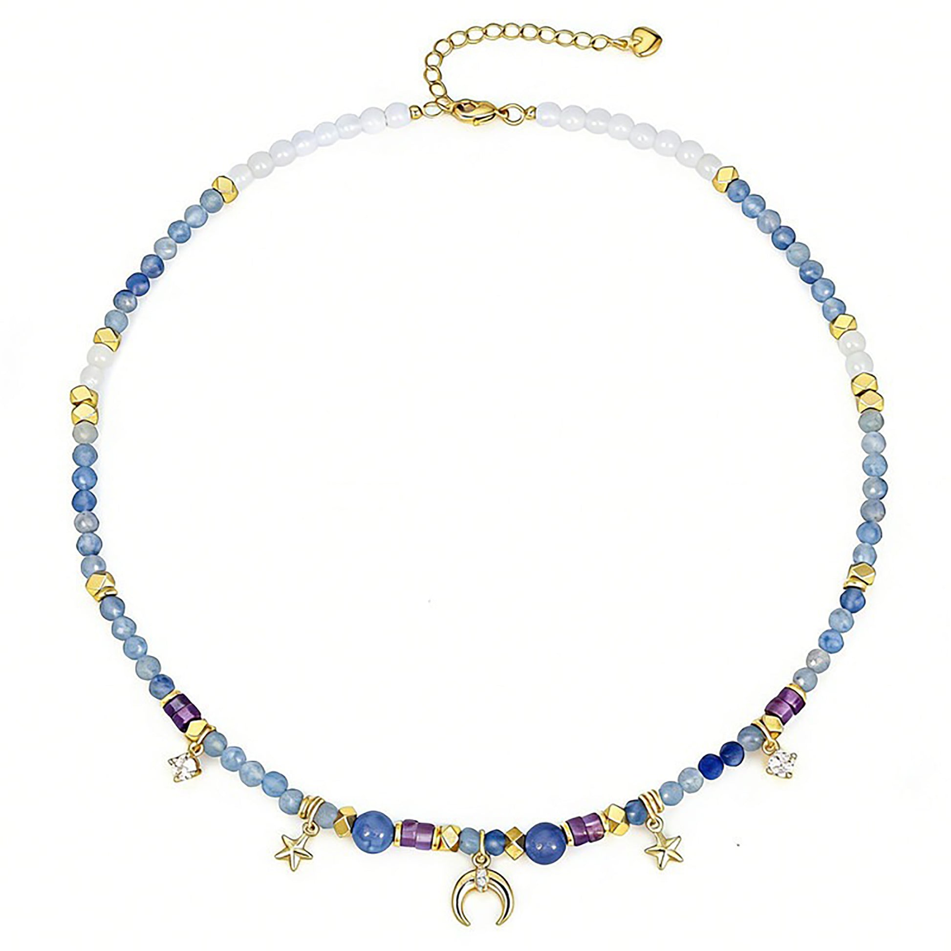Dagtrud Blue Star Moon Natural Stone Necklace
