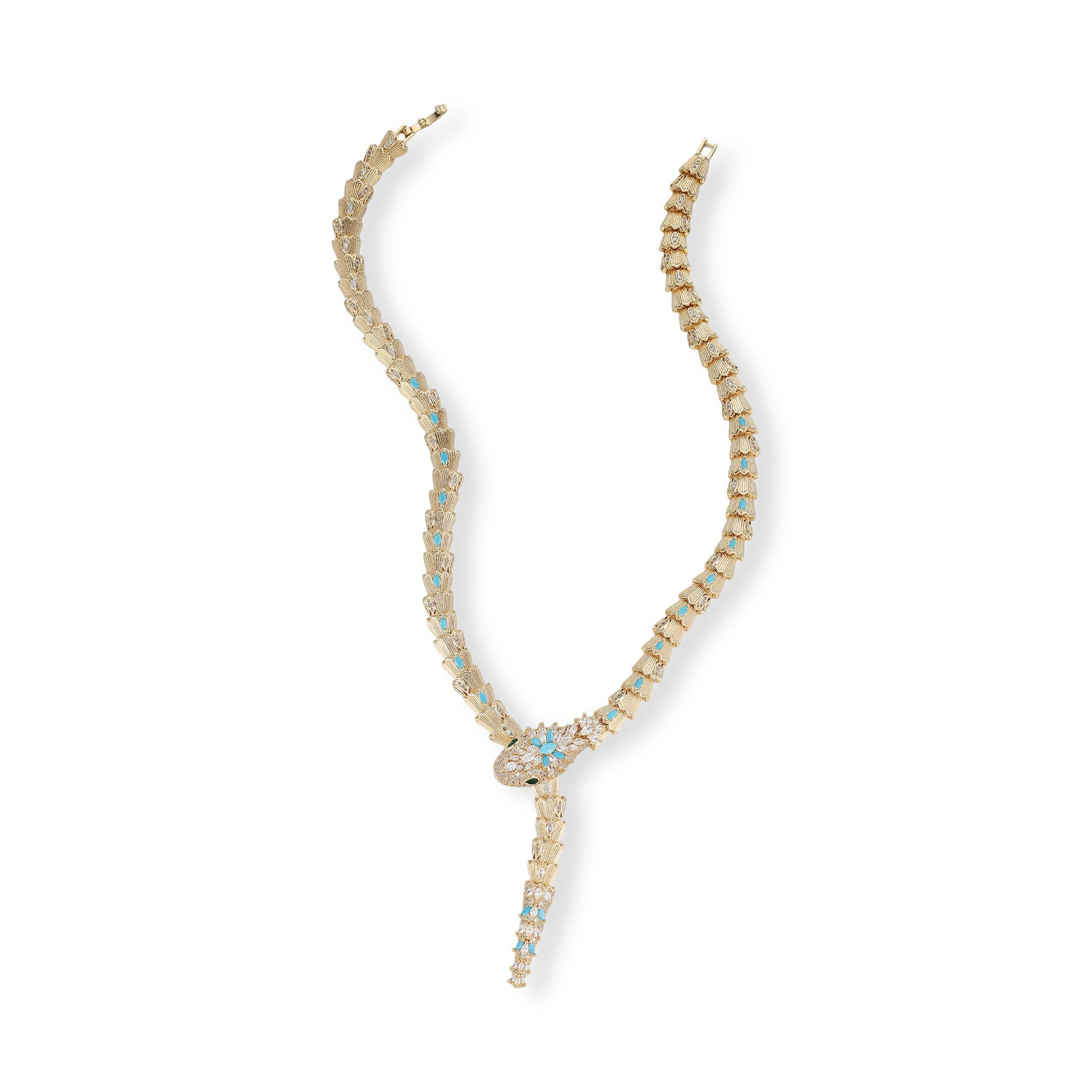 Dagwina 10K Gold Snake Stud Earrings & Necklace Set