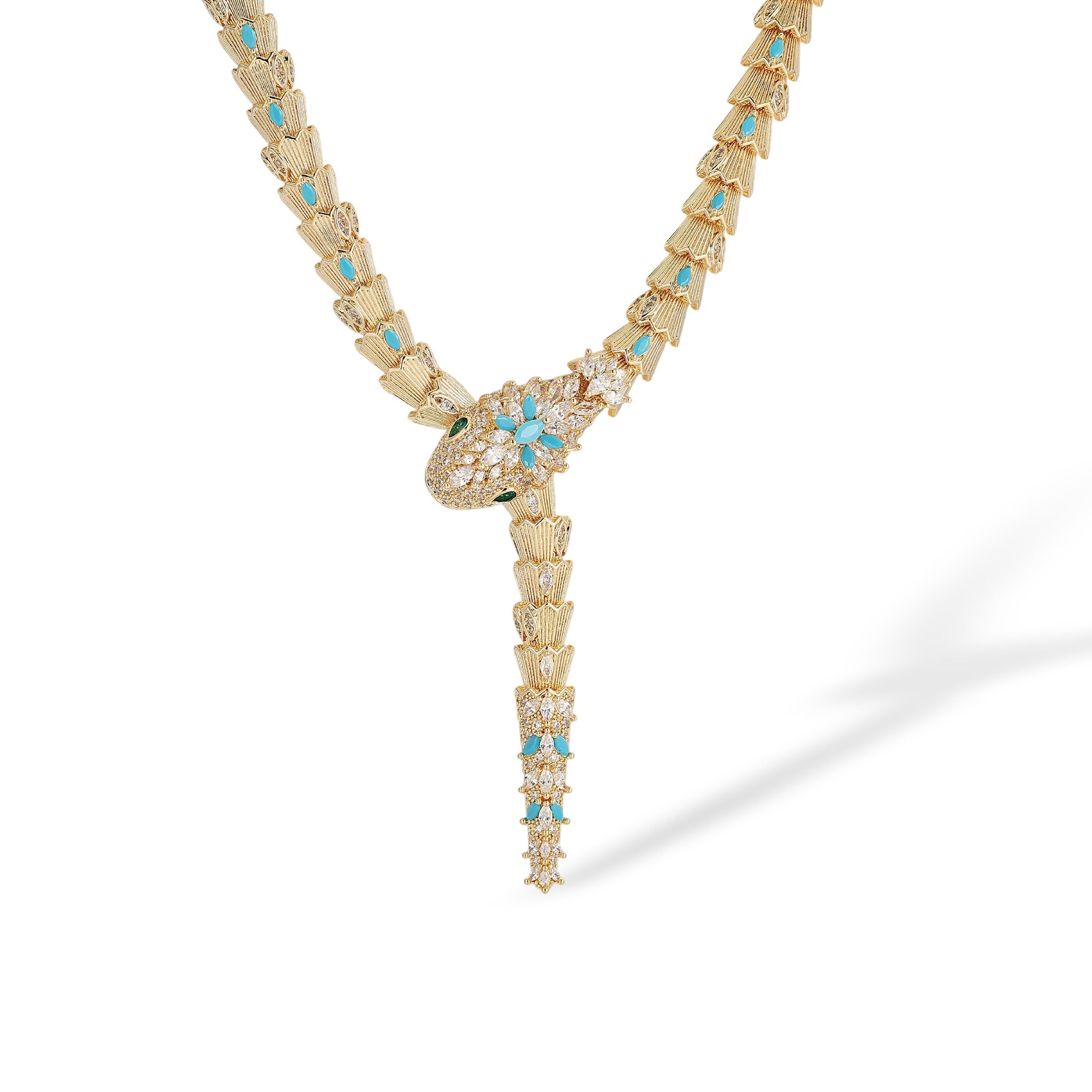 Dagwina 10K Gold Snake Stud Earrings & Necklace Set