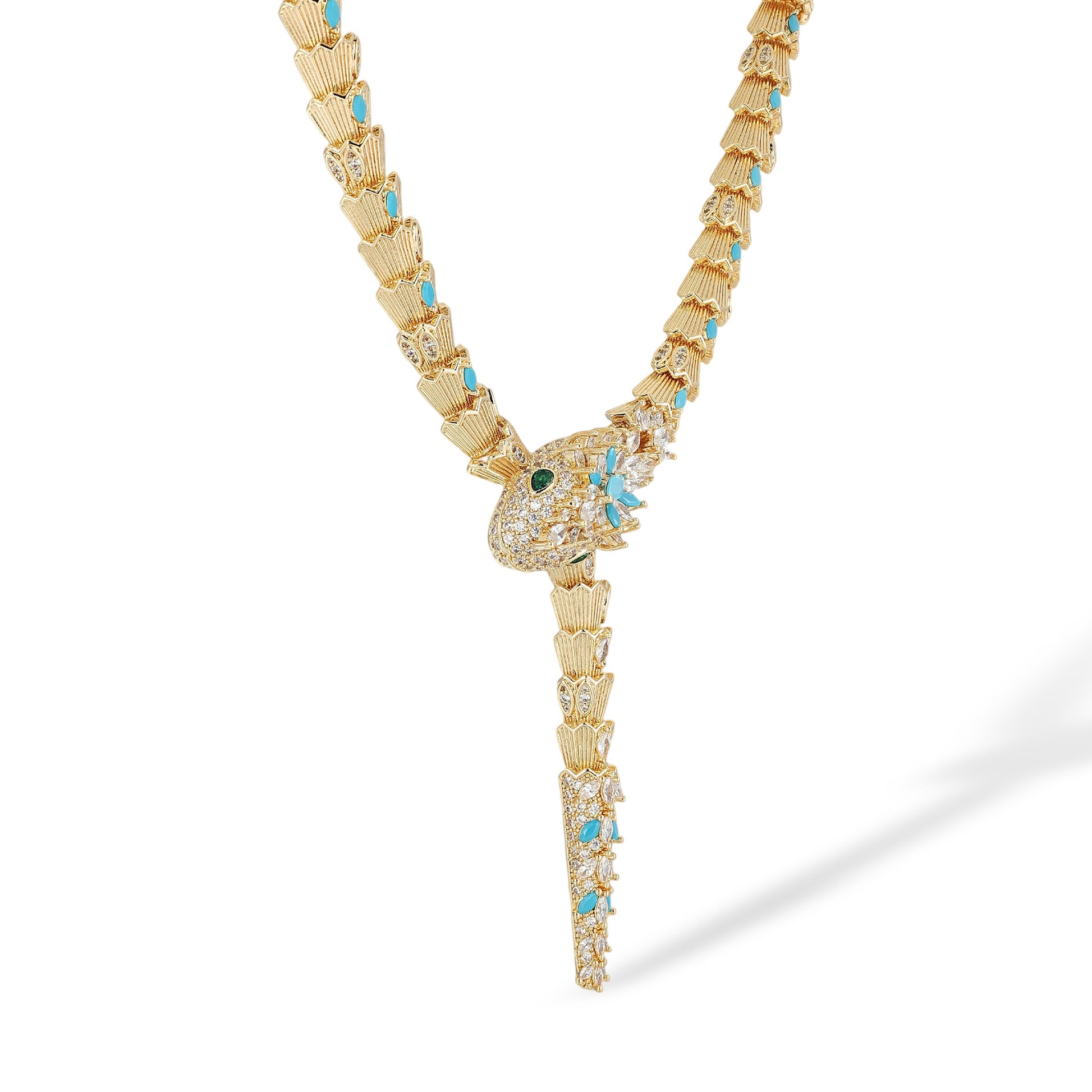 Dagwina 10K Gold Snake Stud Earrings & Necklace Set