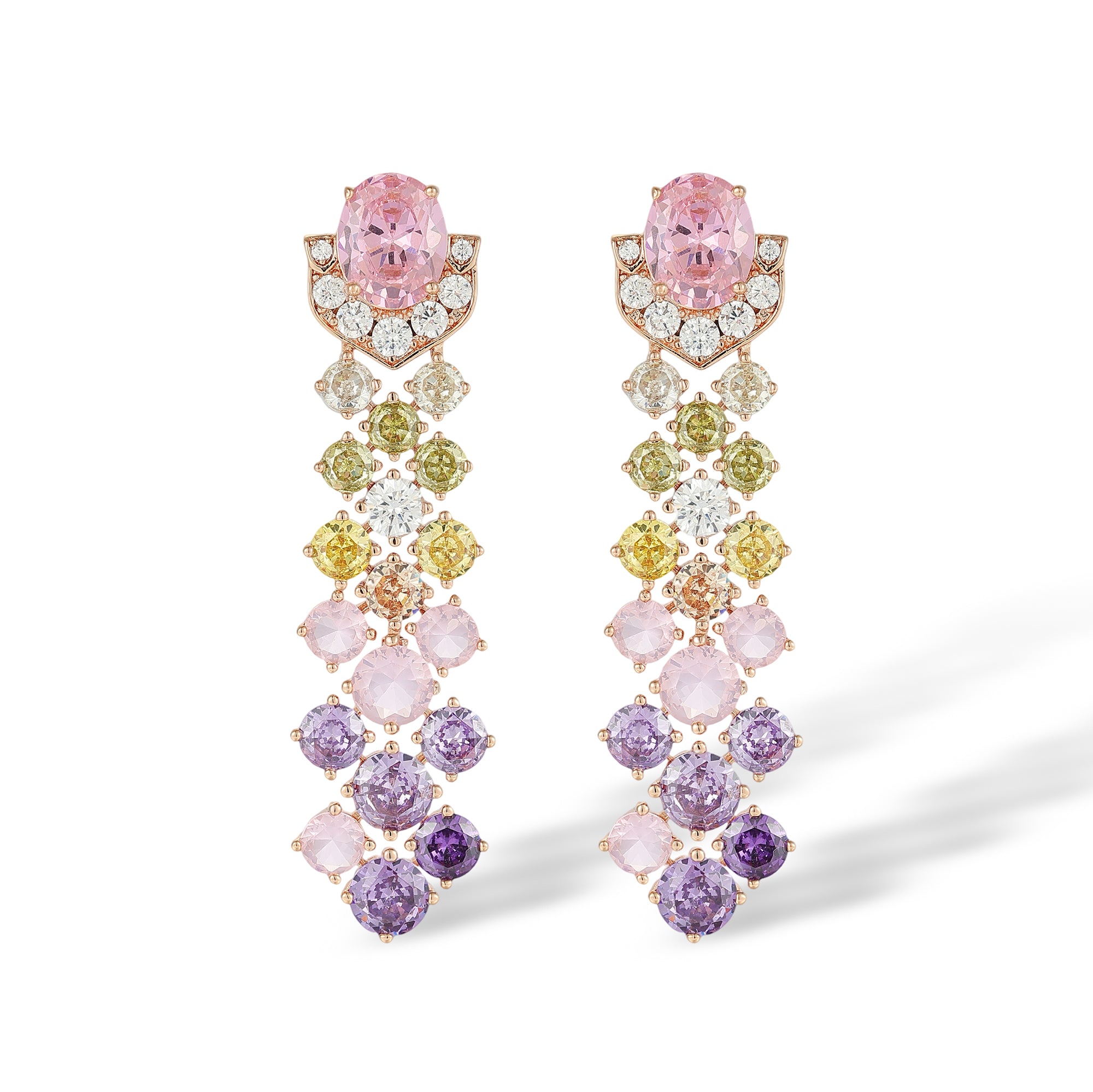 Dahlia Oval Round Drop Earrings