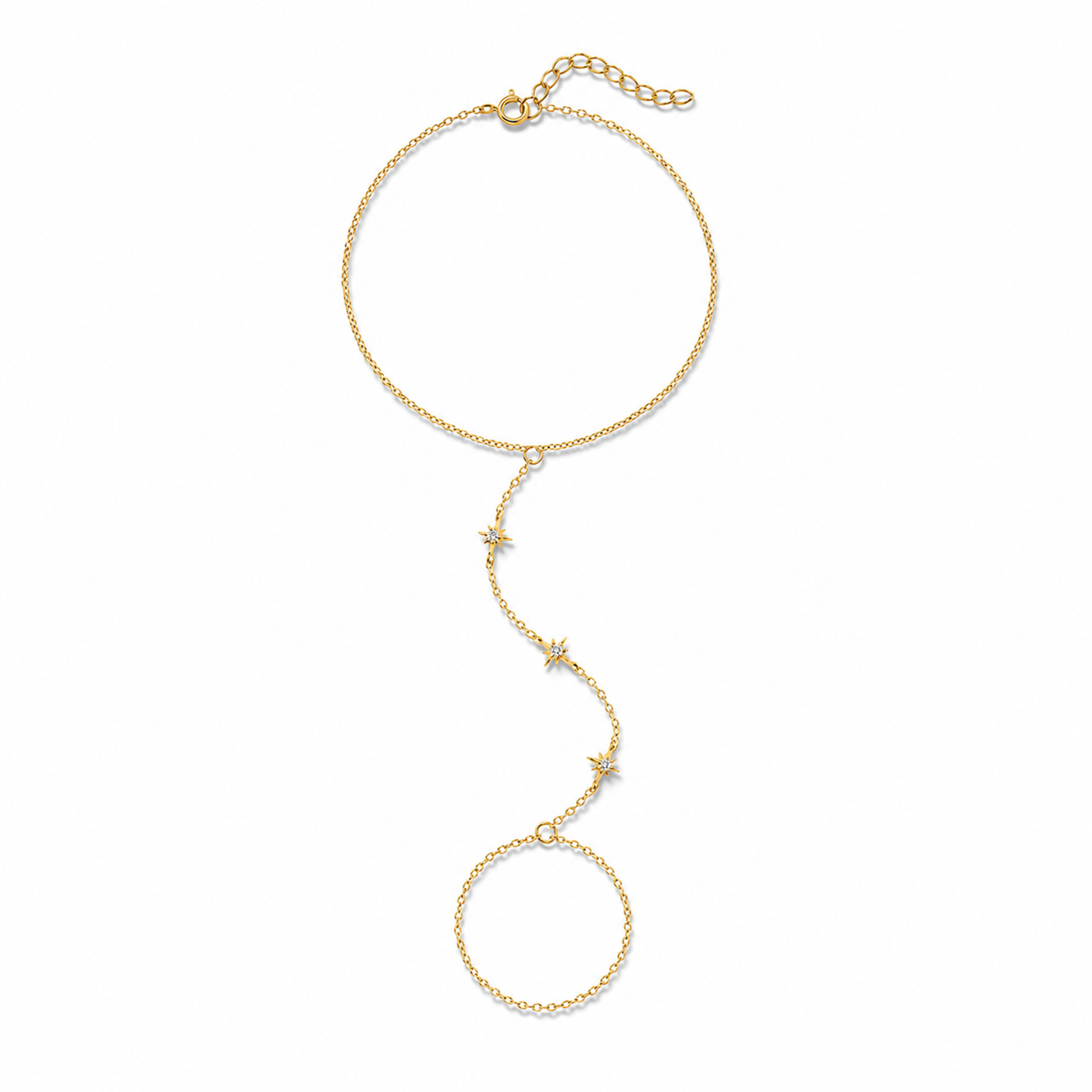 Damaris 14K Gold Star Linked Finger Bracelet