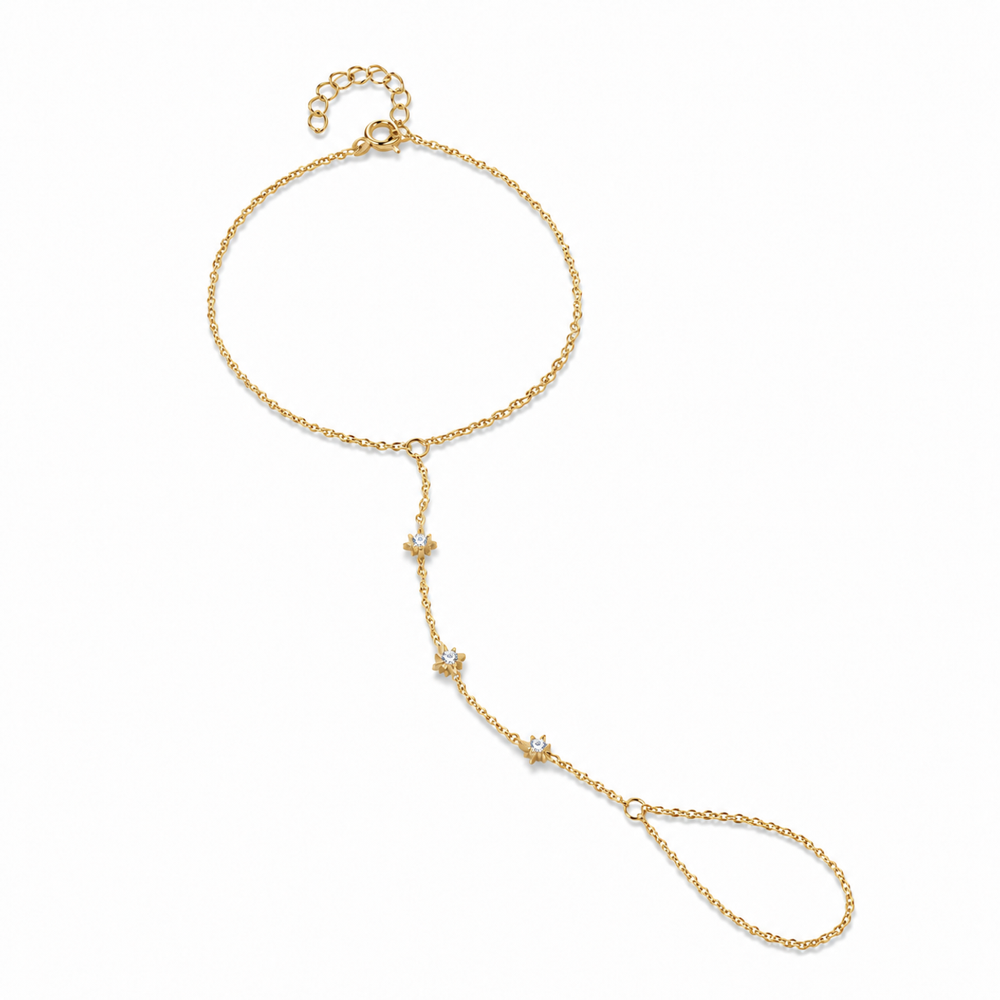 Damaris 14K Gold Star Linked Finger Bracelet
