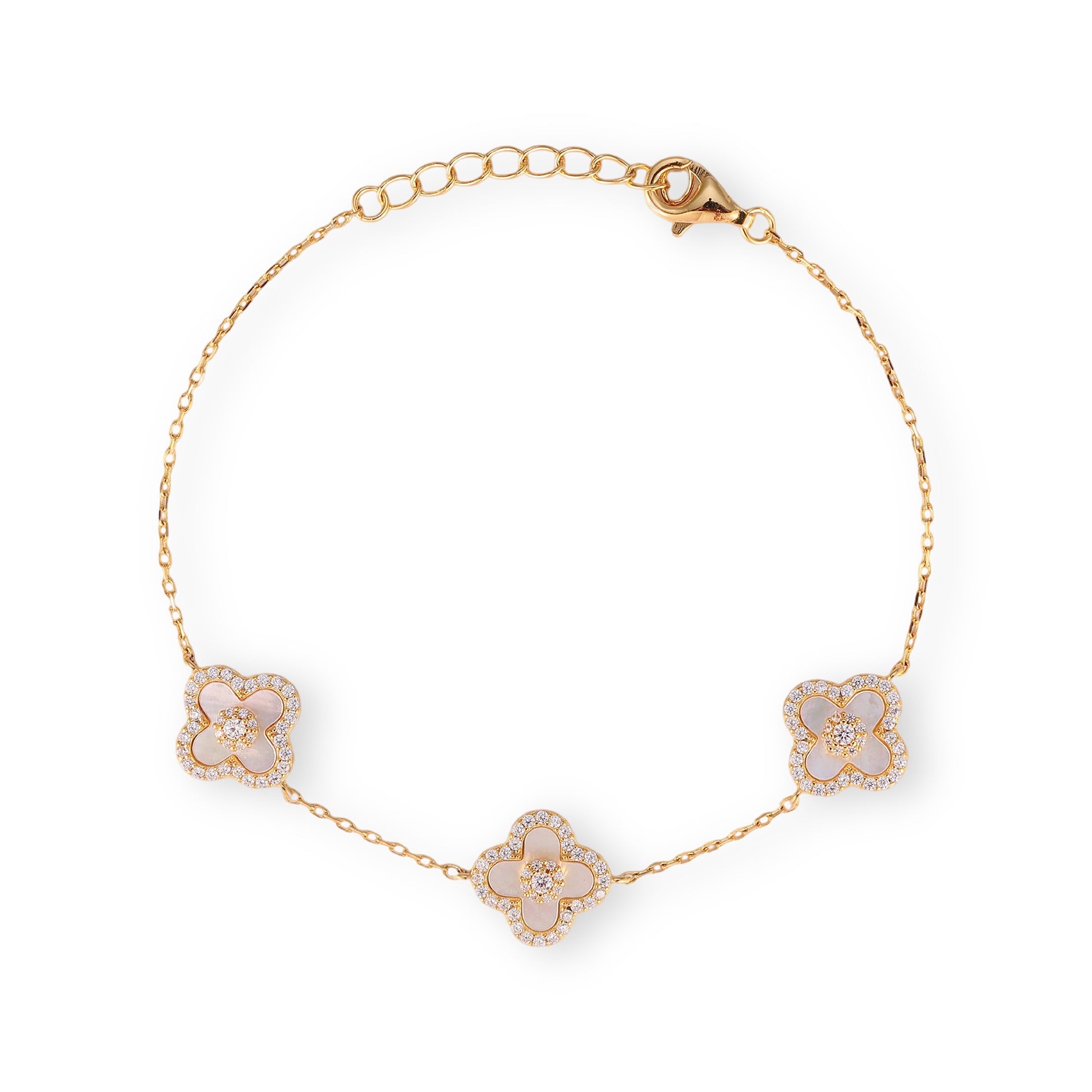 Danae 14K Gold Trèfle Mother-of Pearl Bracelet