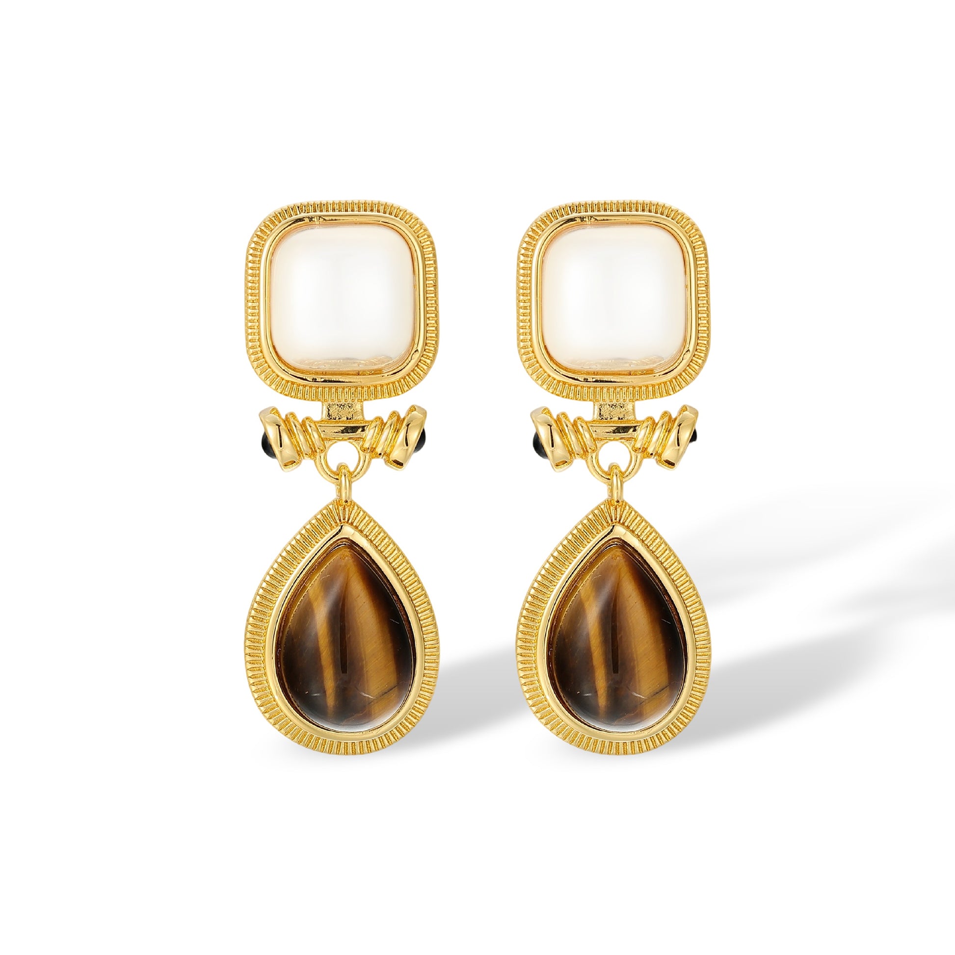 Dania 14K Gold Square Pearl Teardrop Drop Earrings