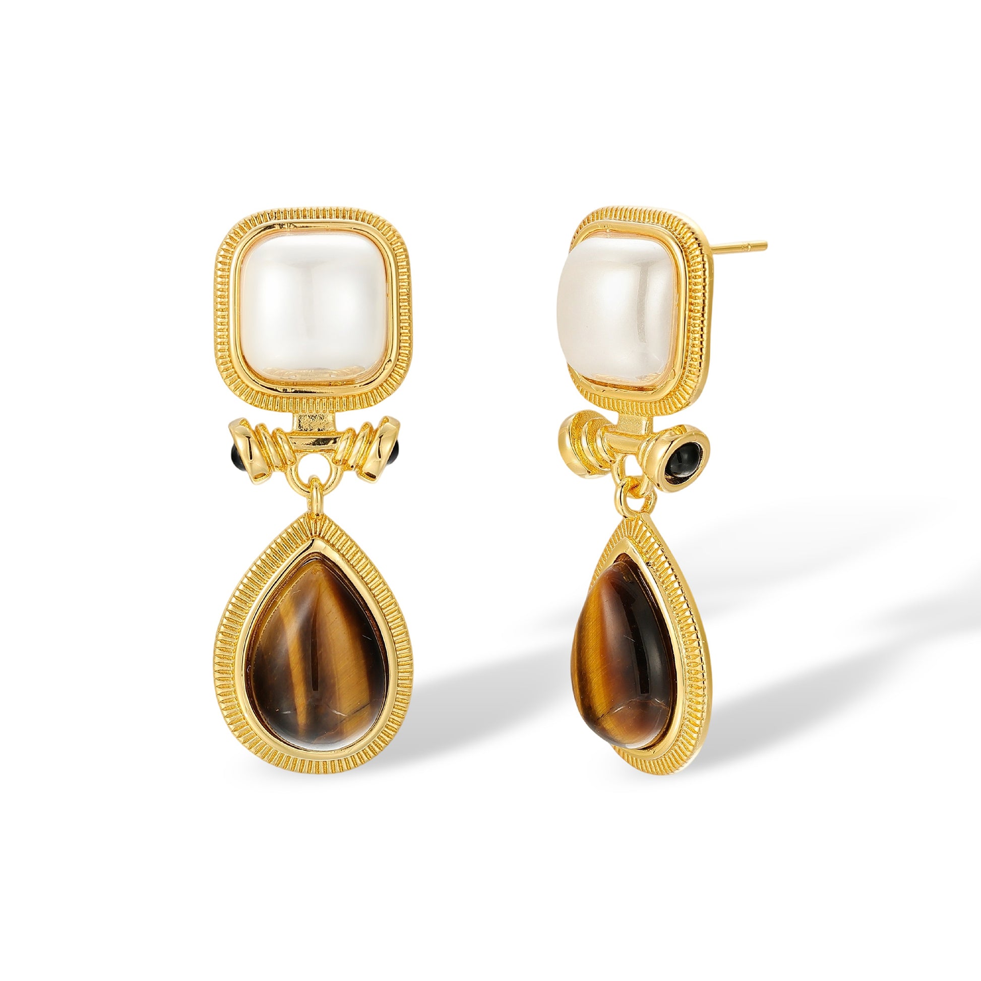 Dania 14K Gold Square Pearl Teardrop Drop Earrings