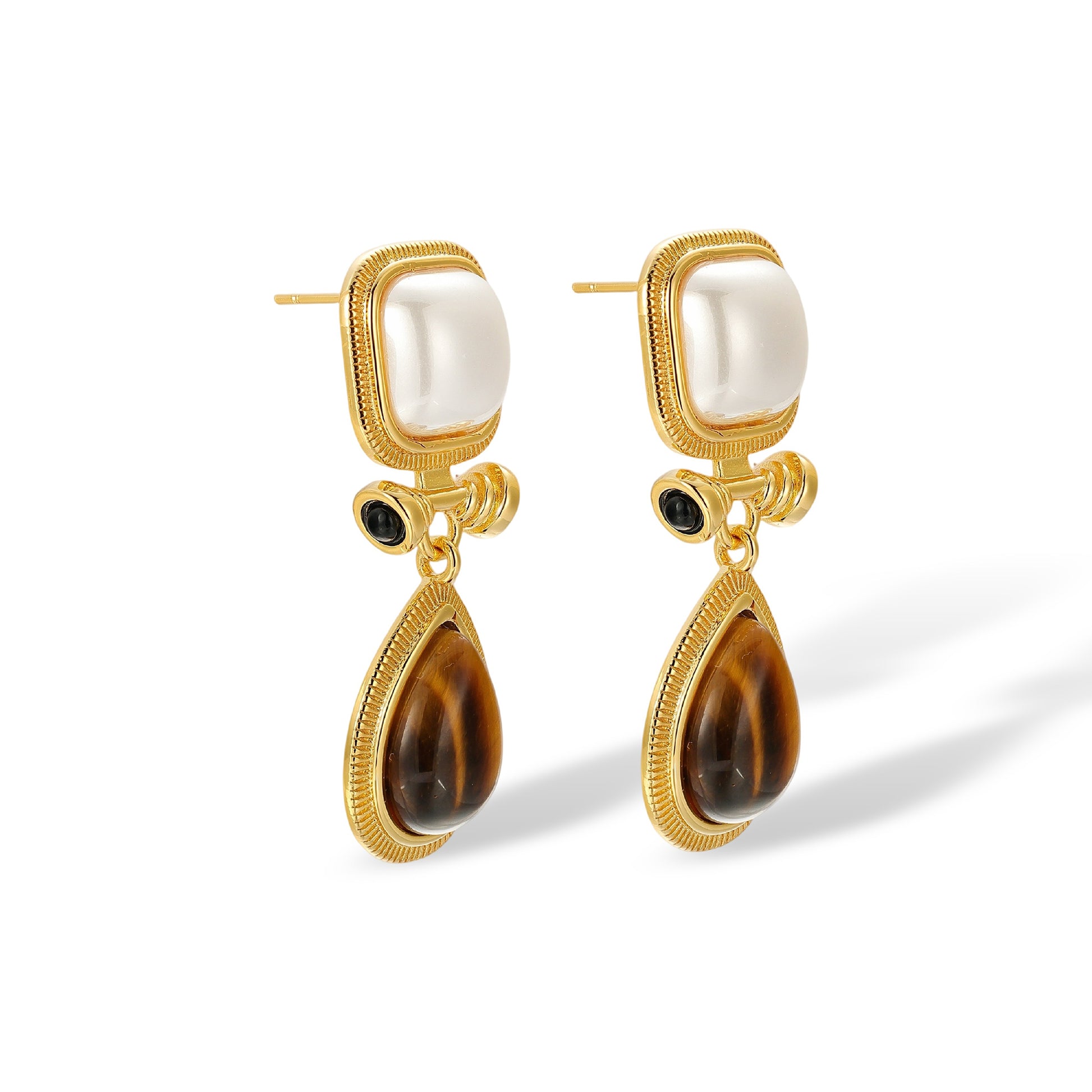 Dania 14K Gold Square Pearl Teardrop Drop Earrings