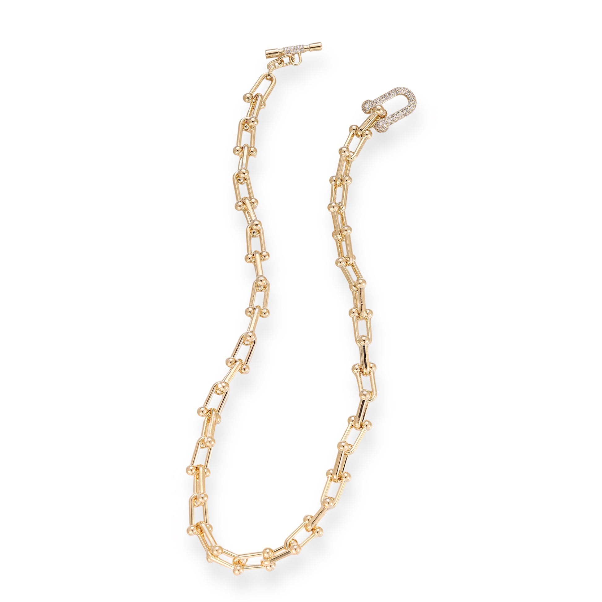 Brunrikea Clasp Beaded Link Chain Necklace