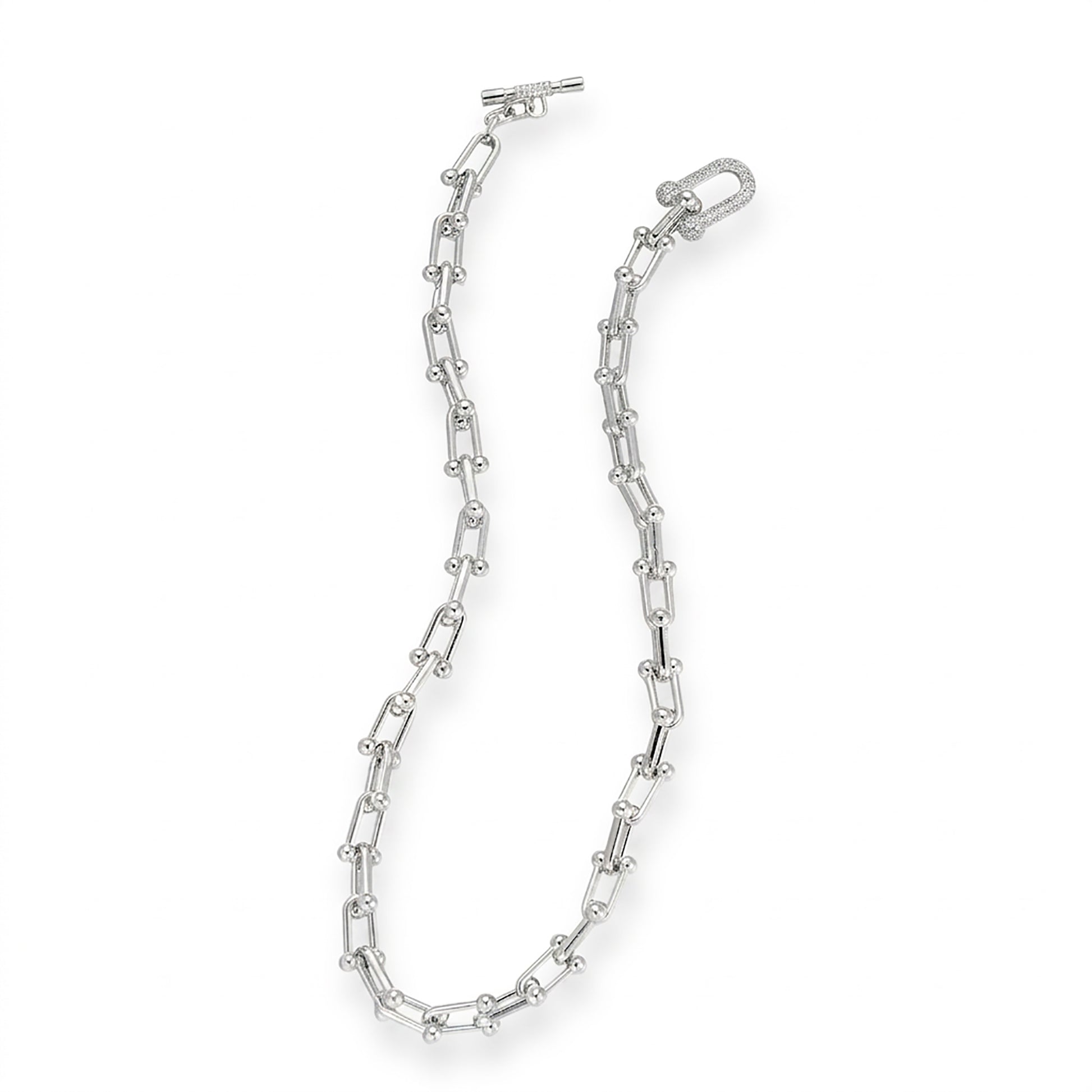 Brunrikea Clasp Beaded Link Chain Necklace