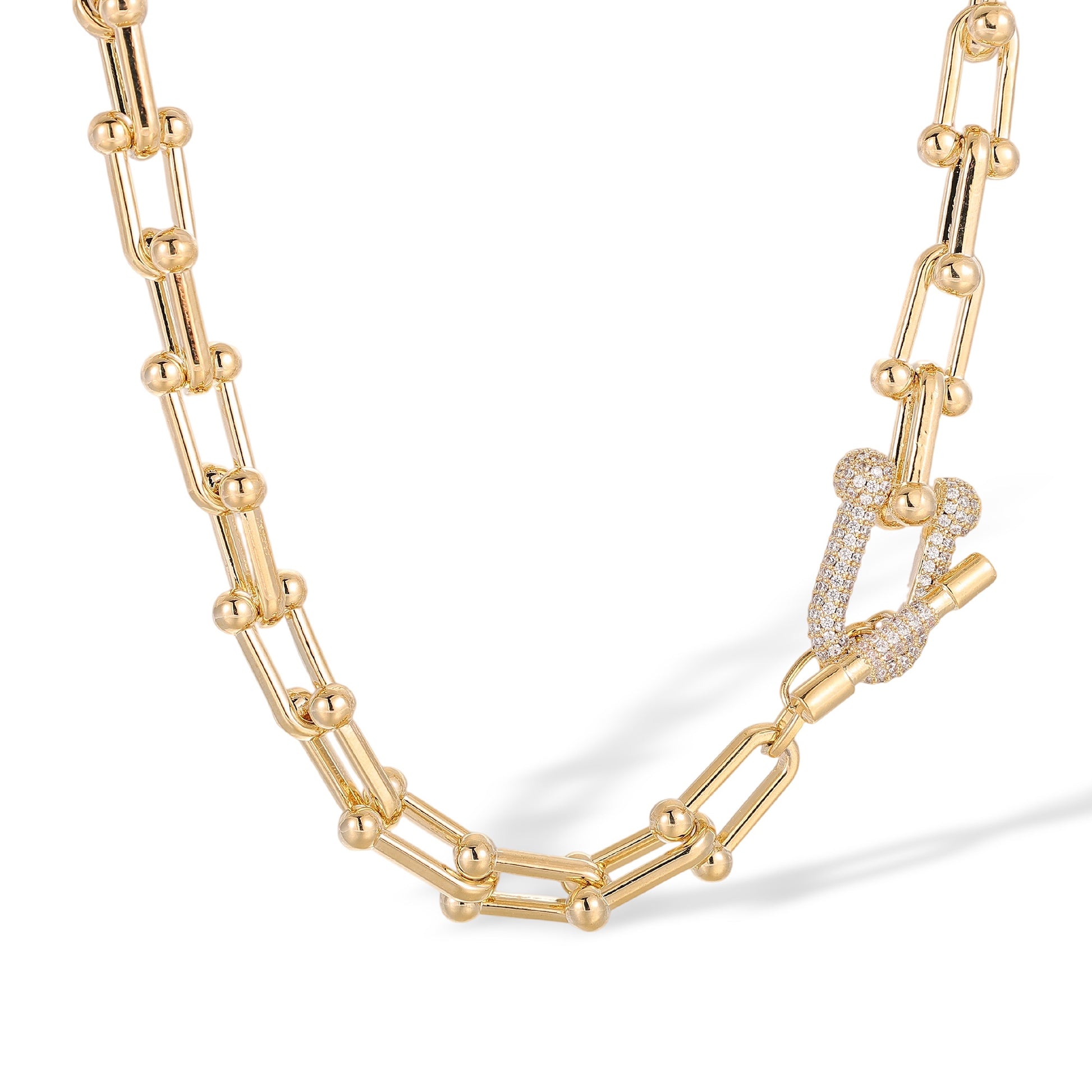 Brunrikea Clasp Beaded Link Chain Necklace
