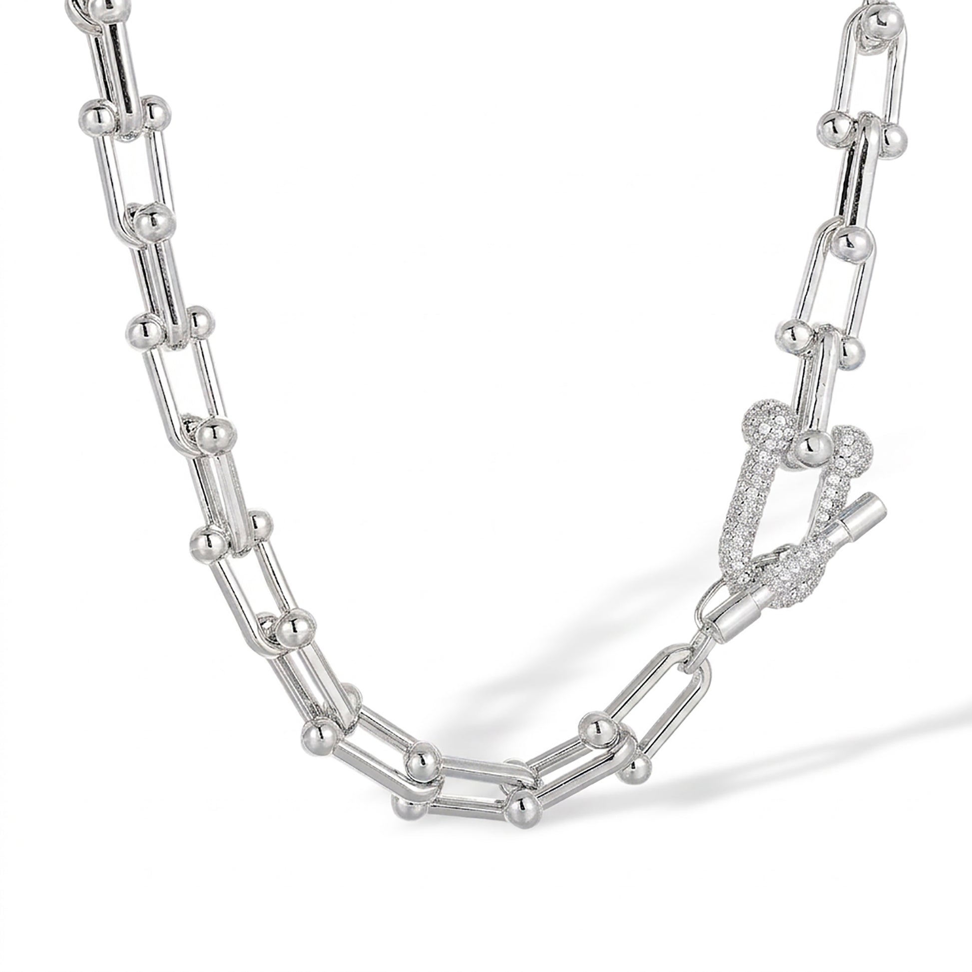 Brunrikea Clasp Beaded Link Chain Necklace