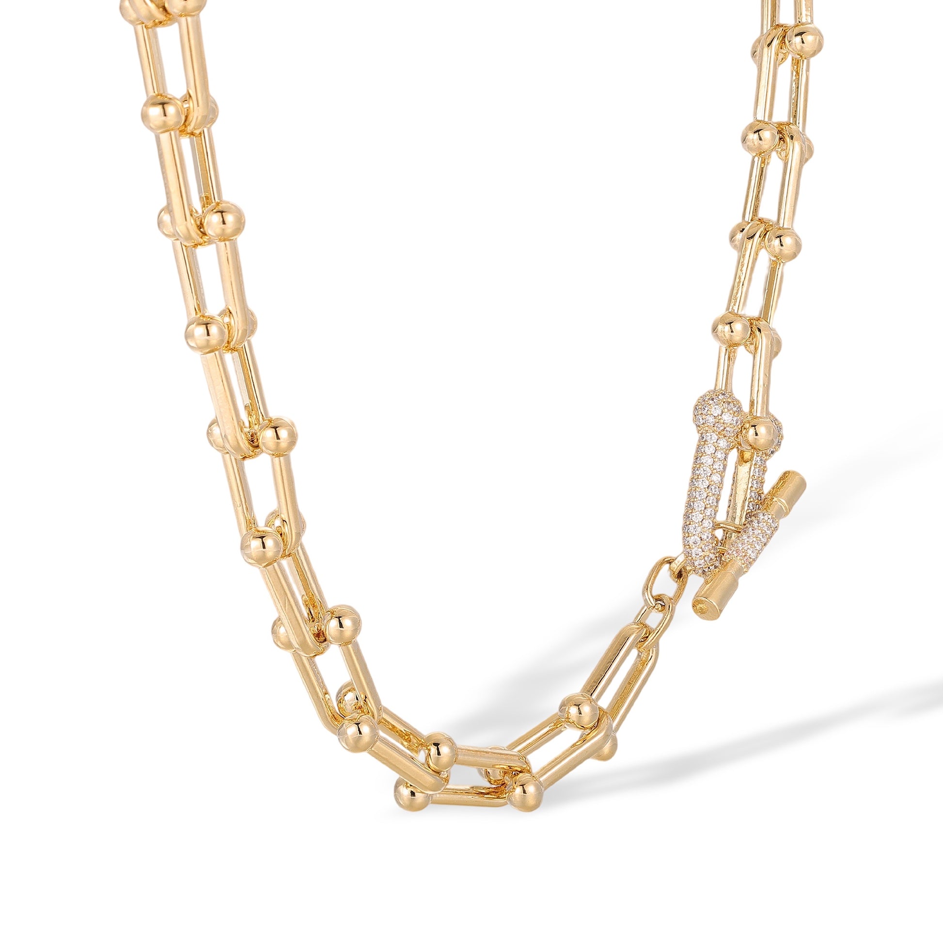 Brunrikea Clasp Beaded Link Chain Necklace