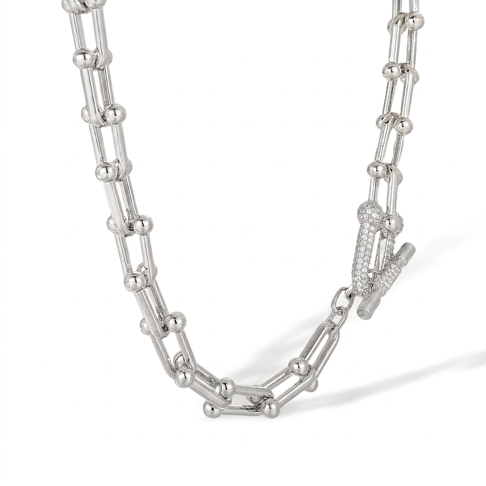 Brunrikea Clasp Beaded Link Chain Necklace