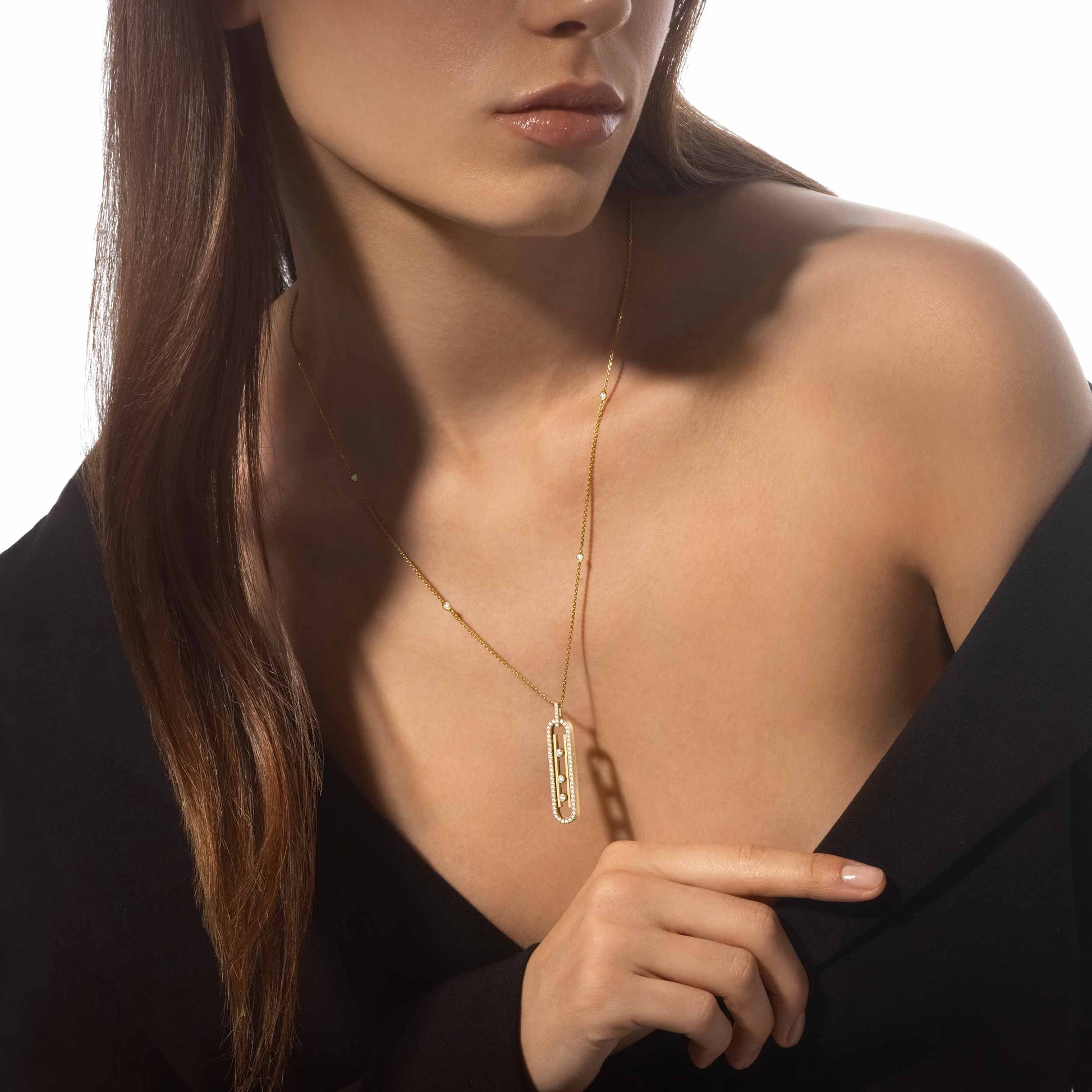 Dankrun 14K Gold Vertical Bar Necklace