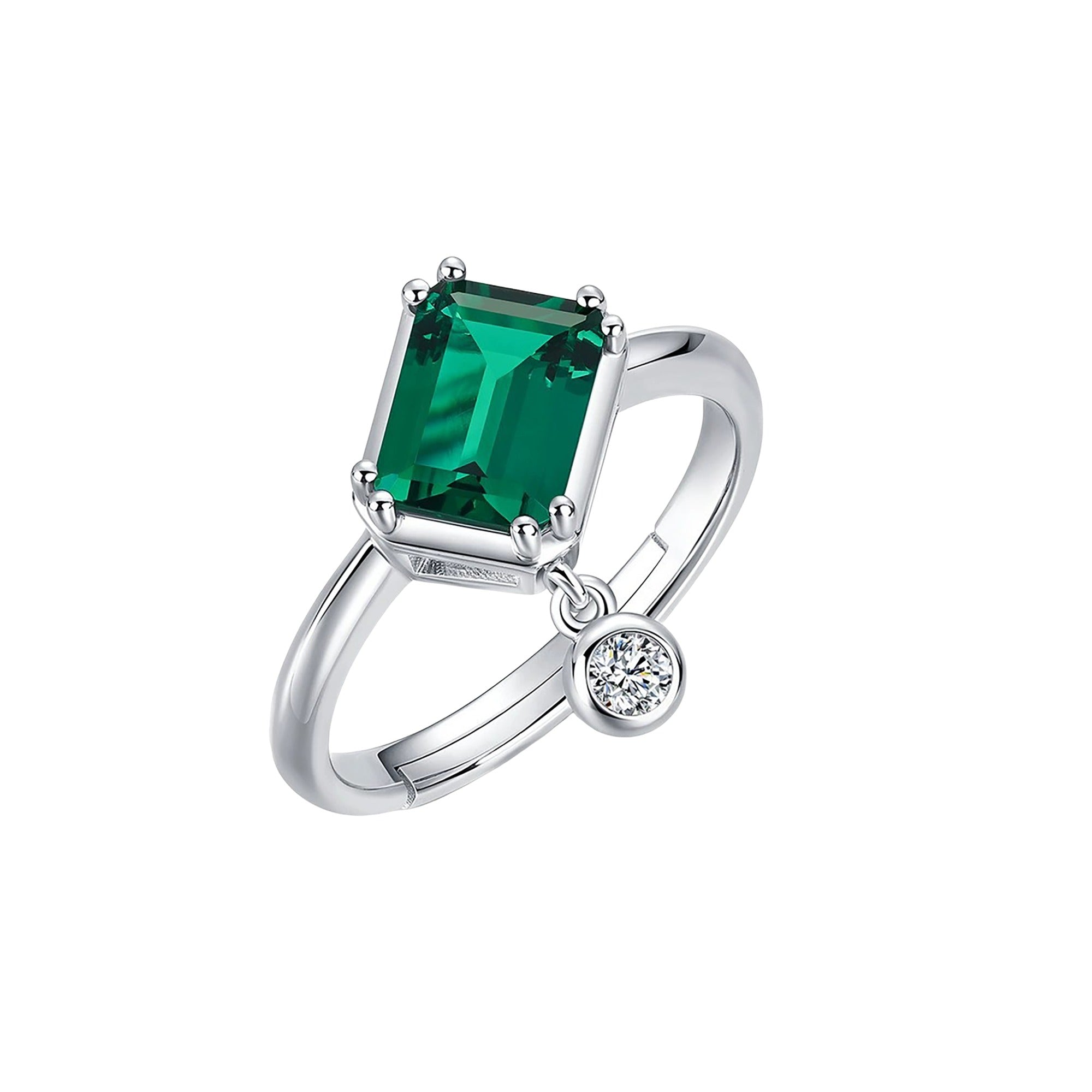 Daphné Green Rectangular Open Ring