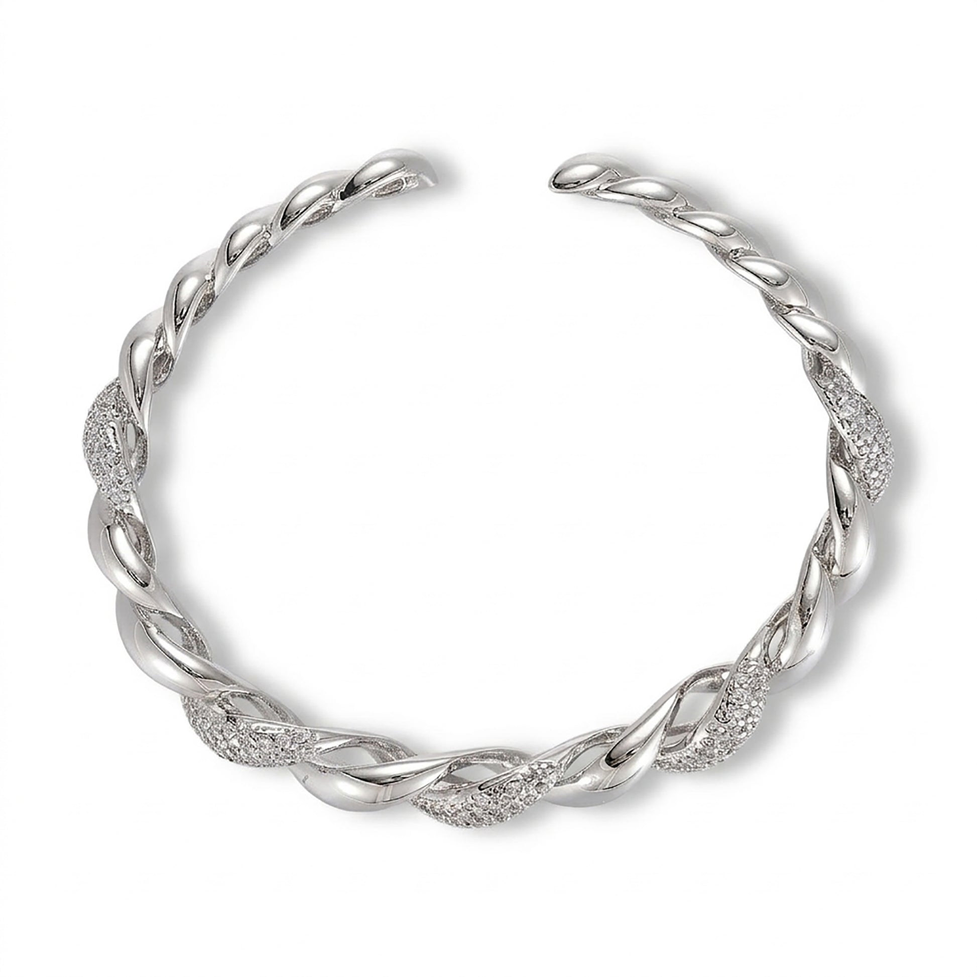 Daria 14K Gold Twisted Rope Open Bangle