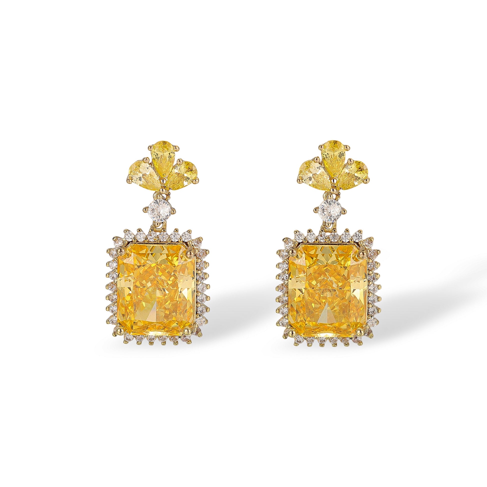 Darja Yellow Rectangular Drop Earrings
