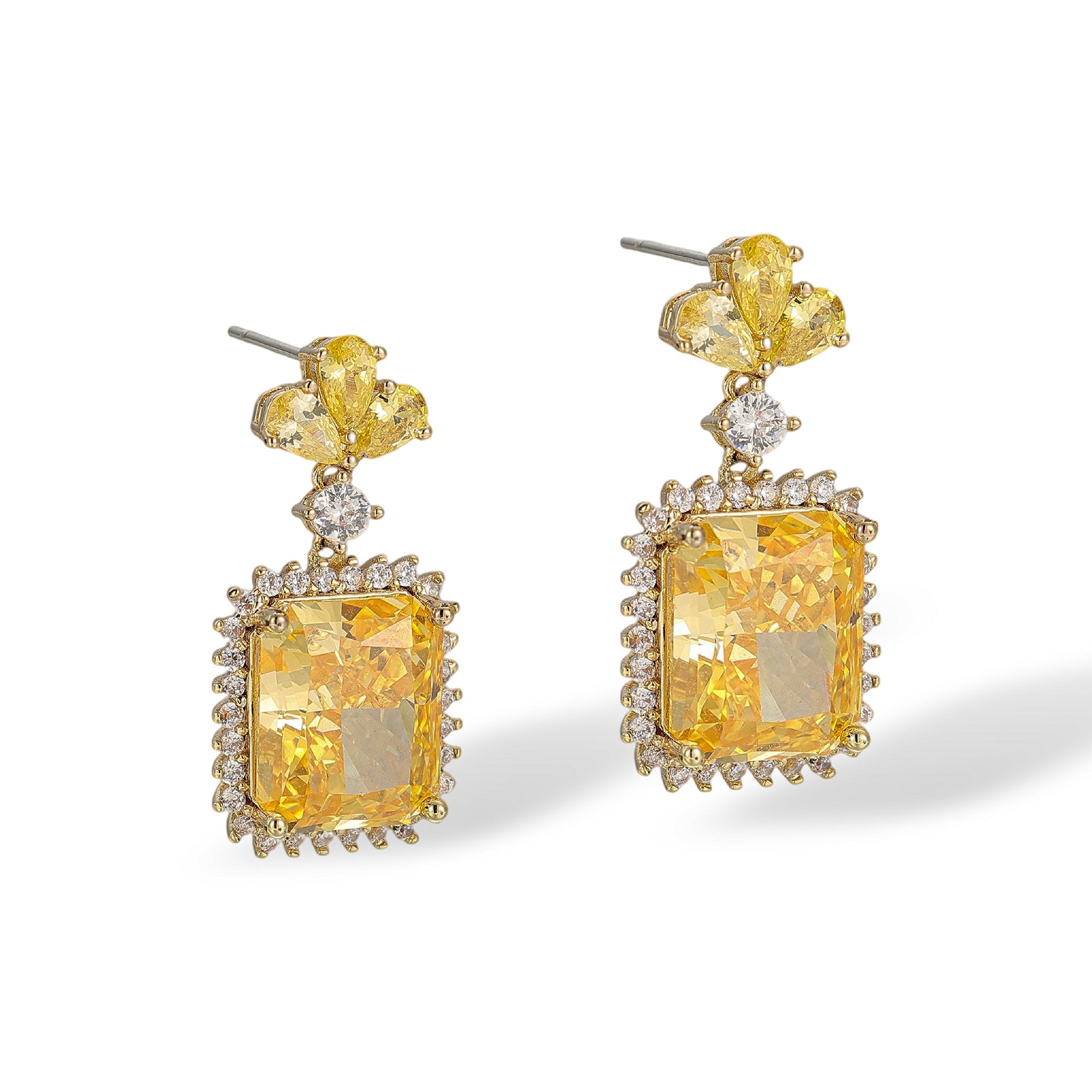 Darja Yellow Rectangular Drop Earrings