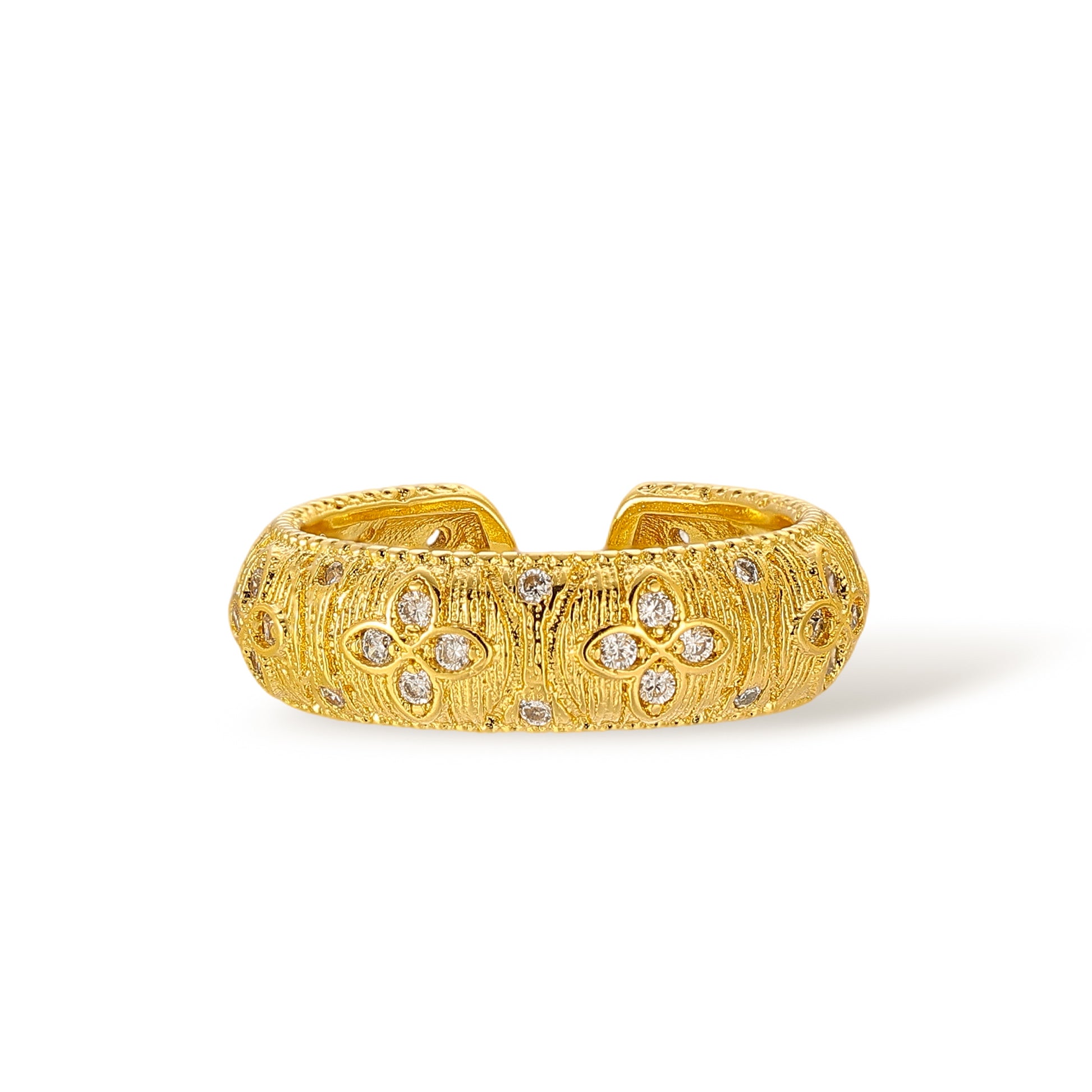 Dauphine 14K Gold Floral Open Ring