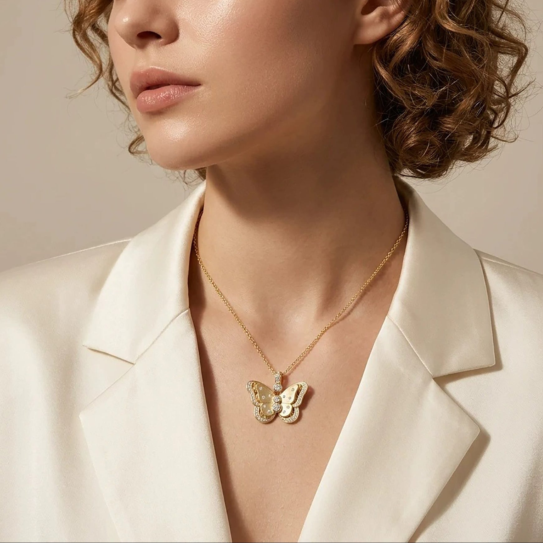 Delphine 14K Gold Butterfly Moissanite Necklace