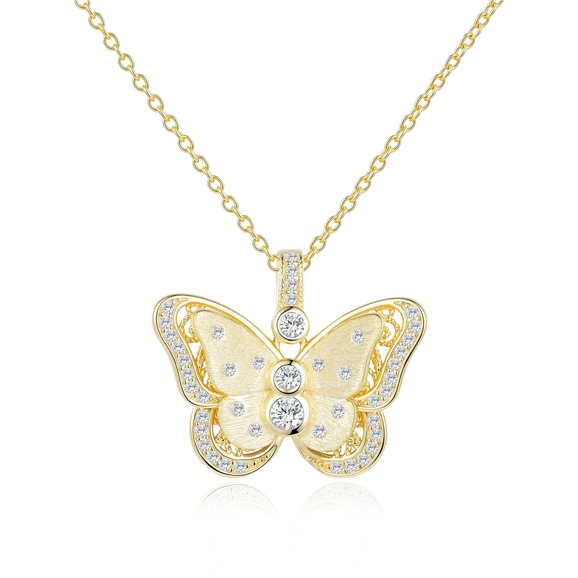 Delphine 14K Gold Butterfly Moissanite Necklace