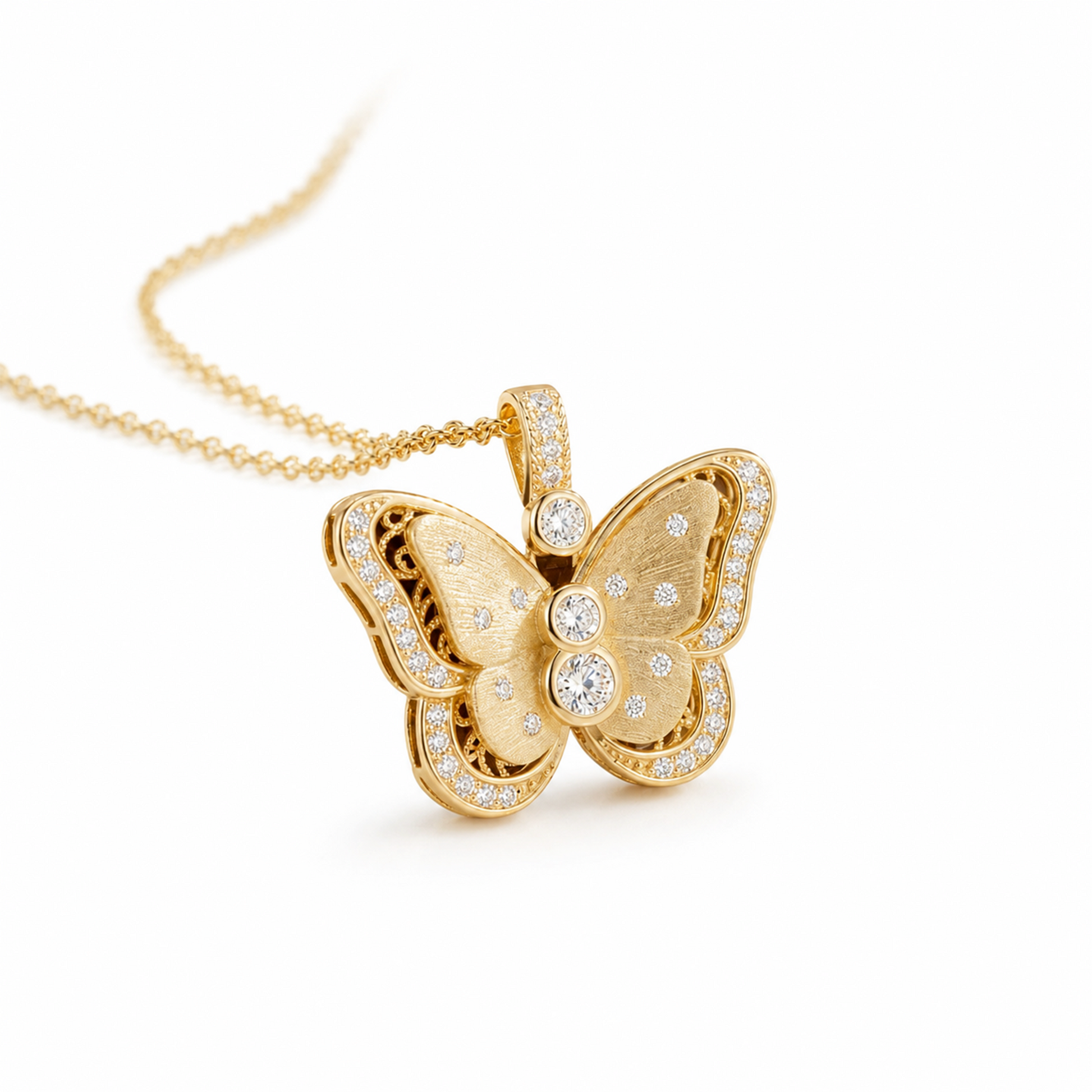 Delphine 14K Gold Butterfly Moissanite Necklace