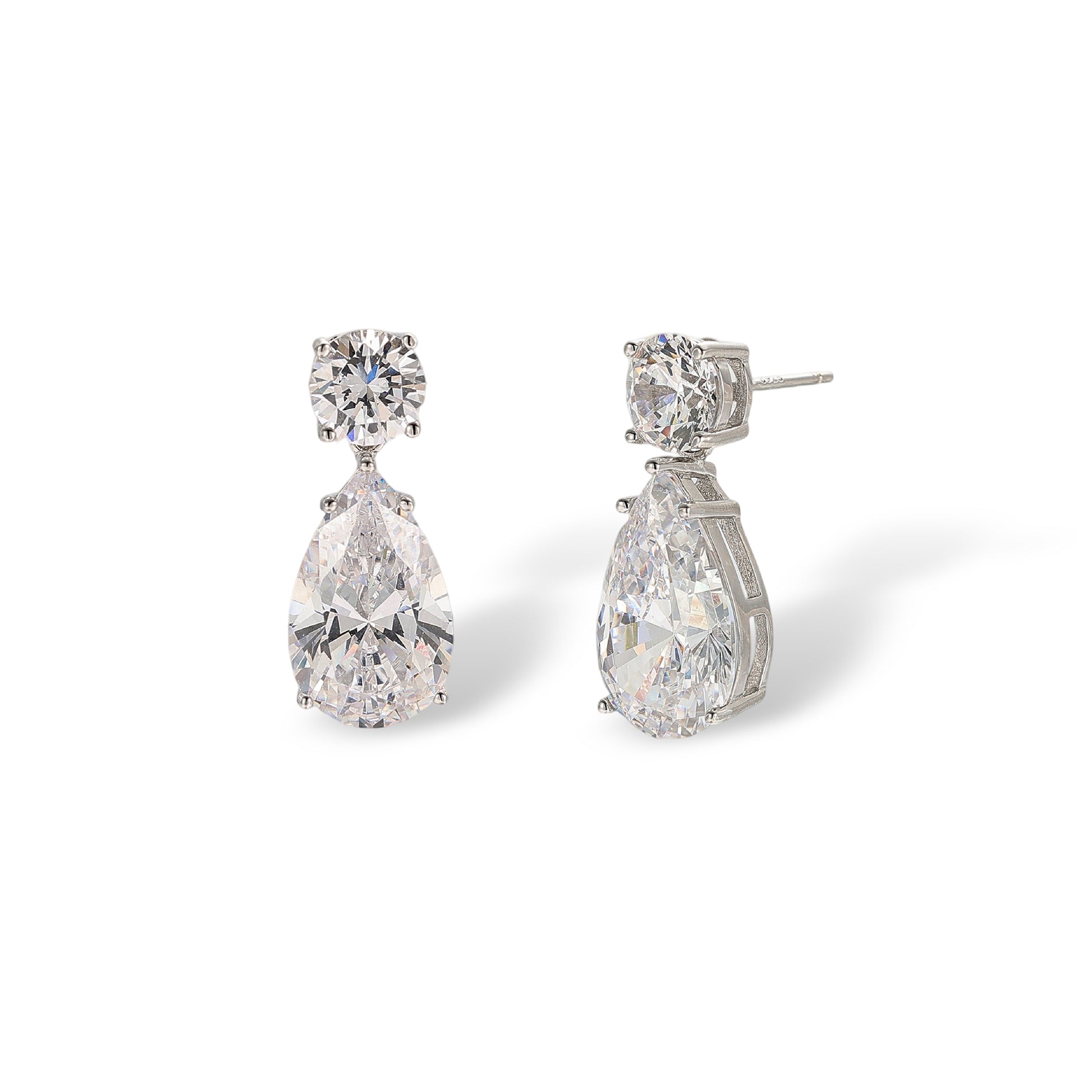 Déméter White Round Teardrop Drop Earrings