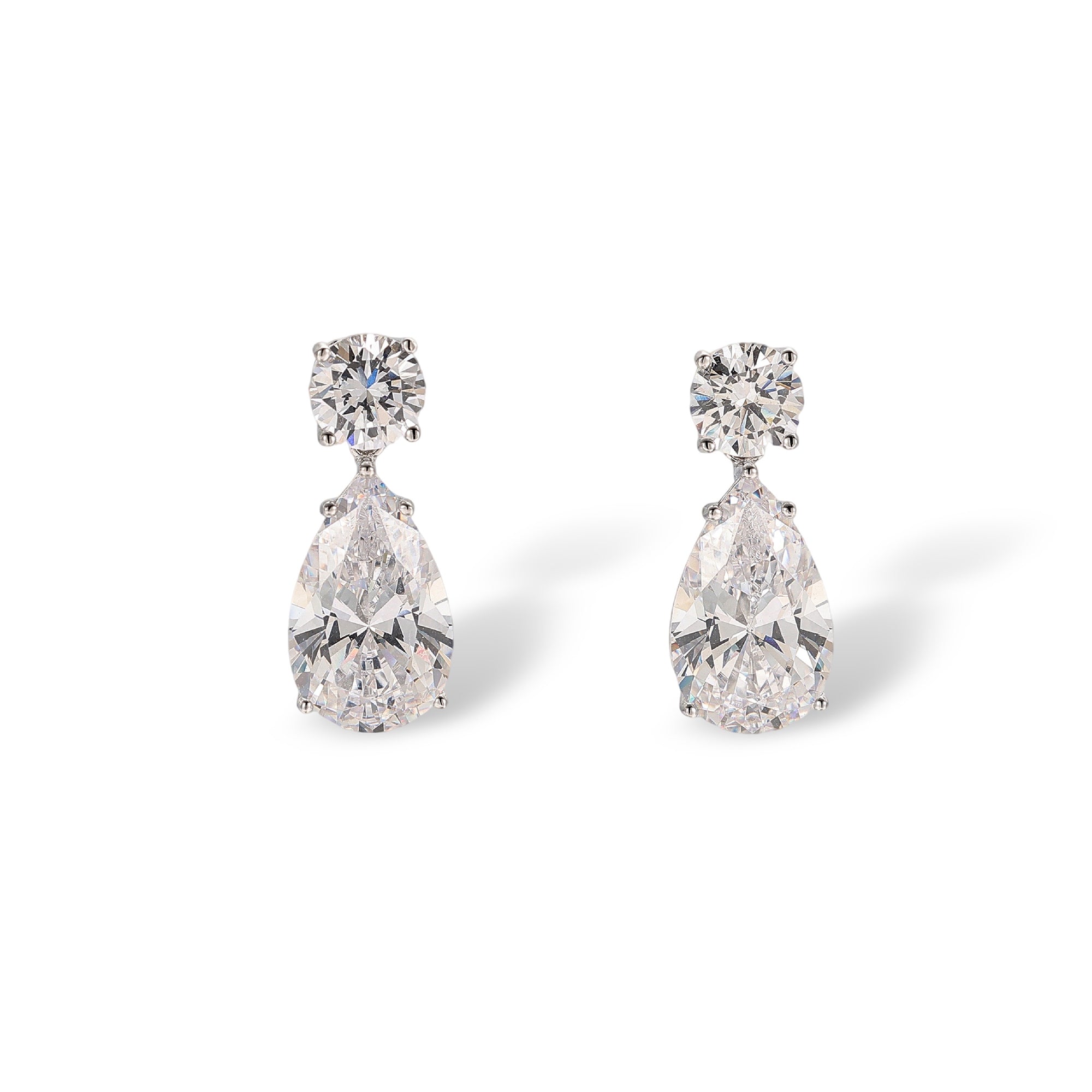 Déméter White Round Teardrop Drop Earrings