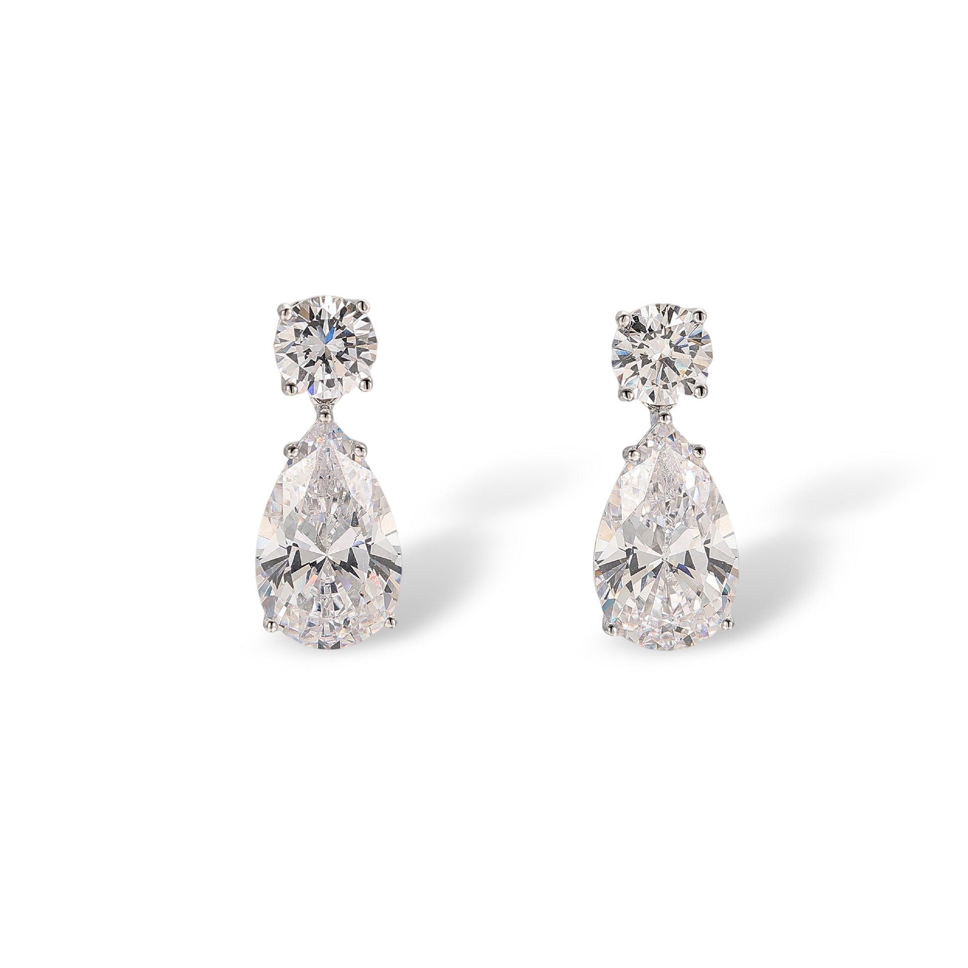 Déméter White Round Teardrop Drop Earrings
