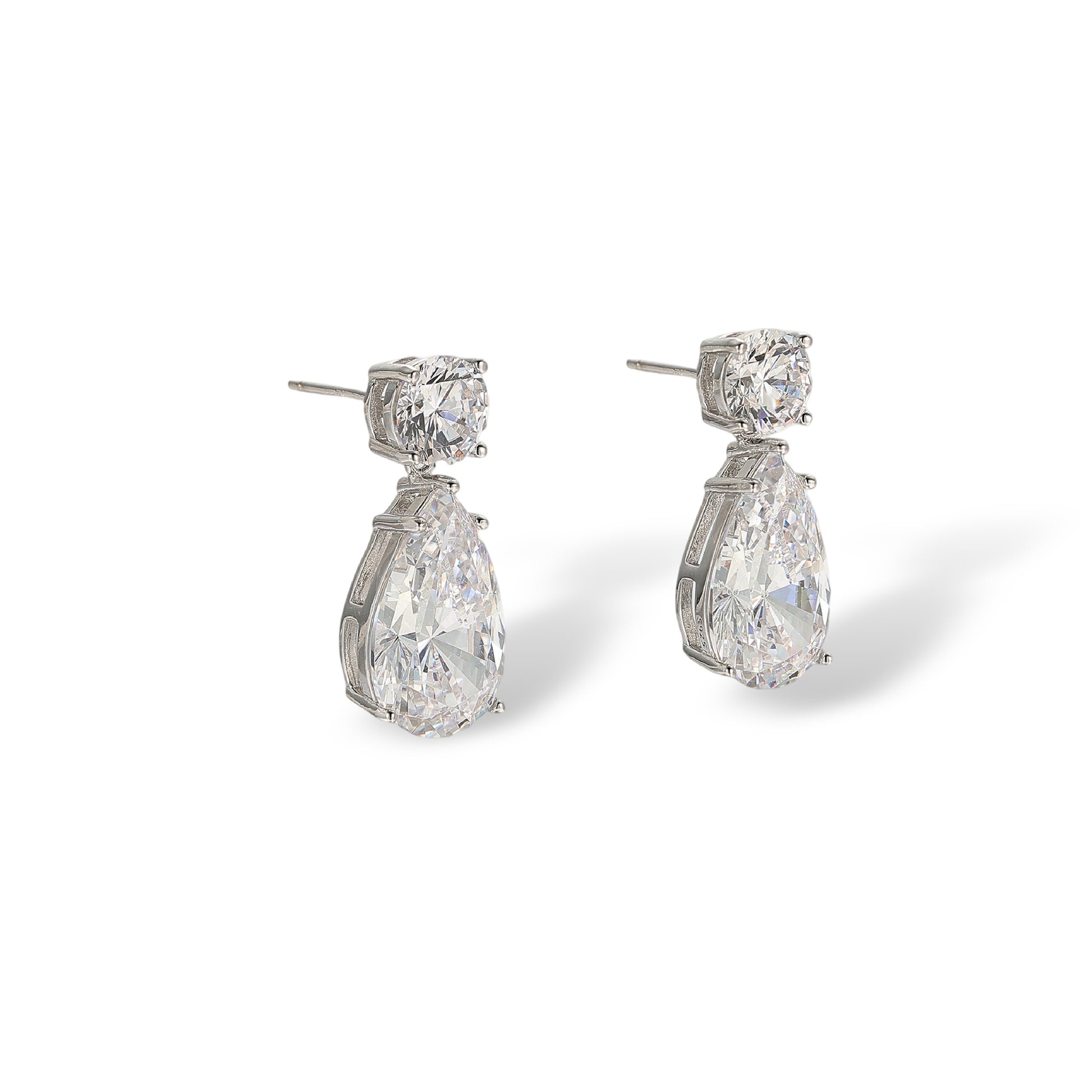 Déméter White Round Teardrop Drop Earrings