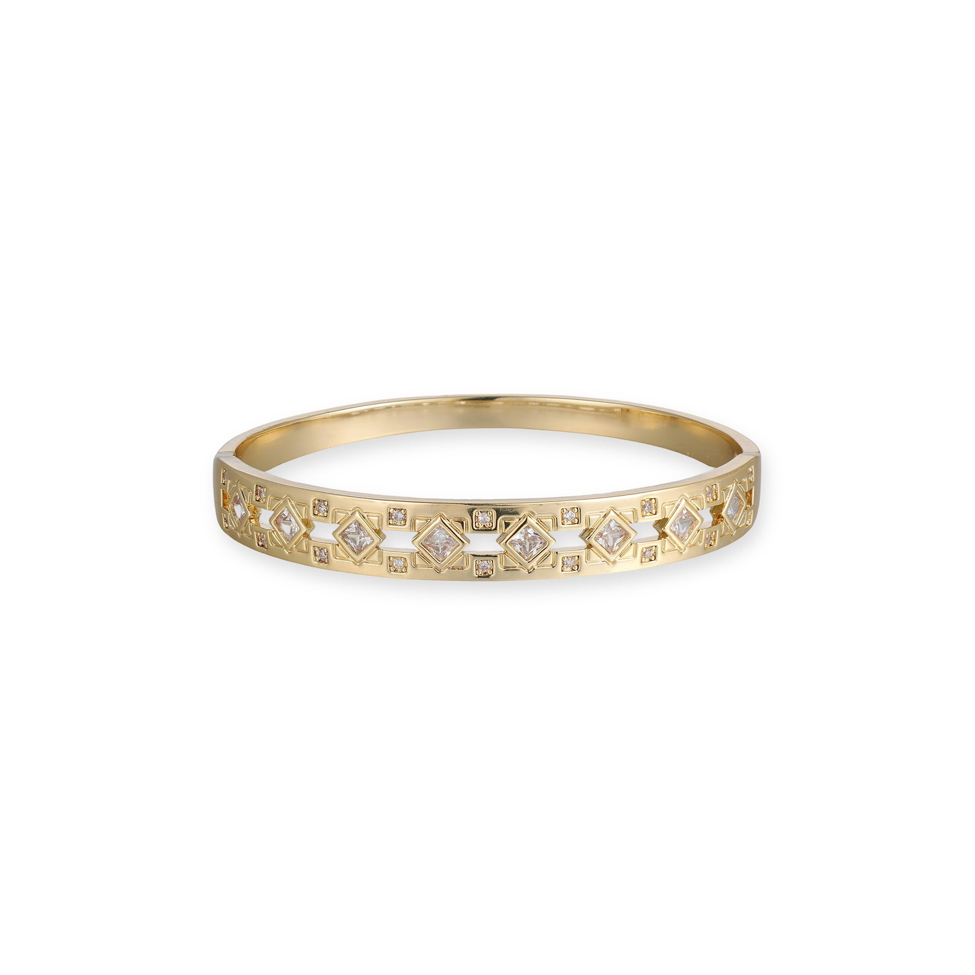 Denise 14K Gold Hollow Rhombus Bangle