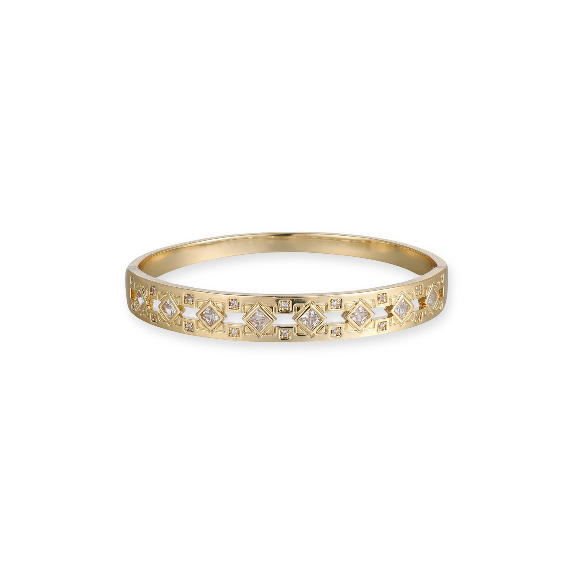 Denise 14K Gold Hollow Rhombus Bangle