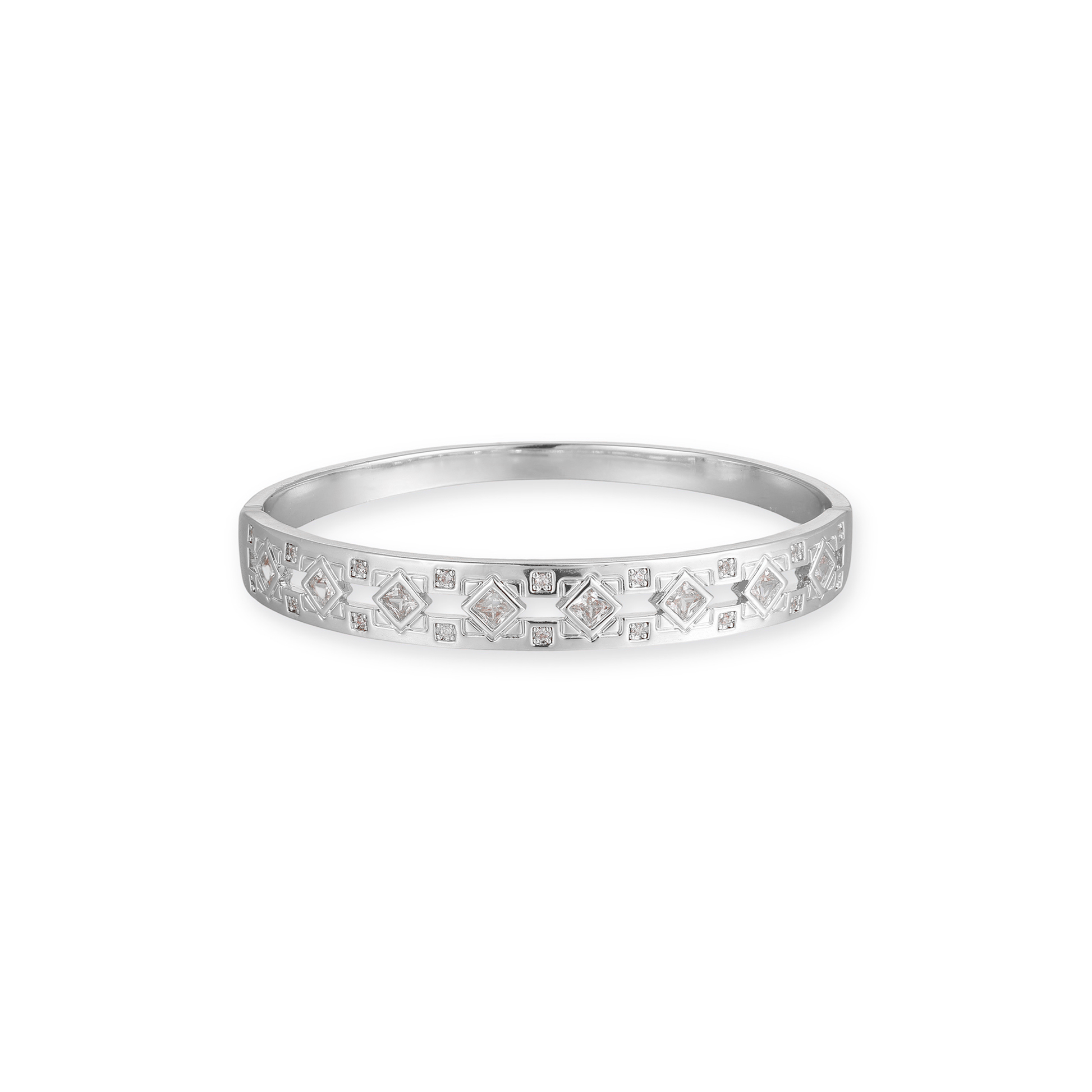Denise 14K Gold Hollow Rhombus Bangle
