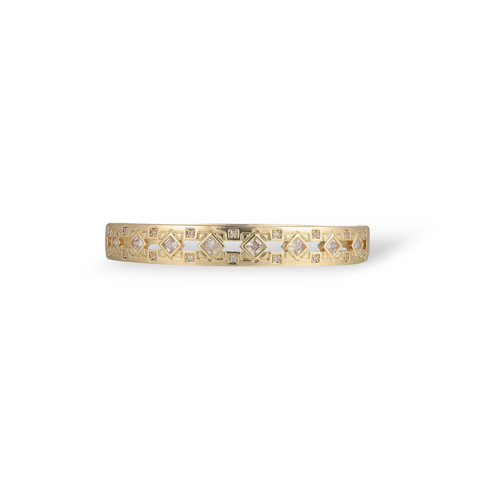 Denise 14K Gold Hollow Rhombus Bangle