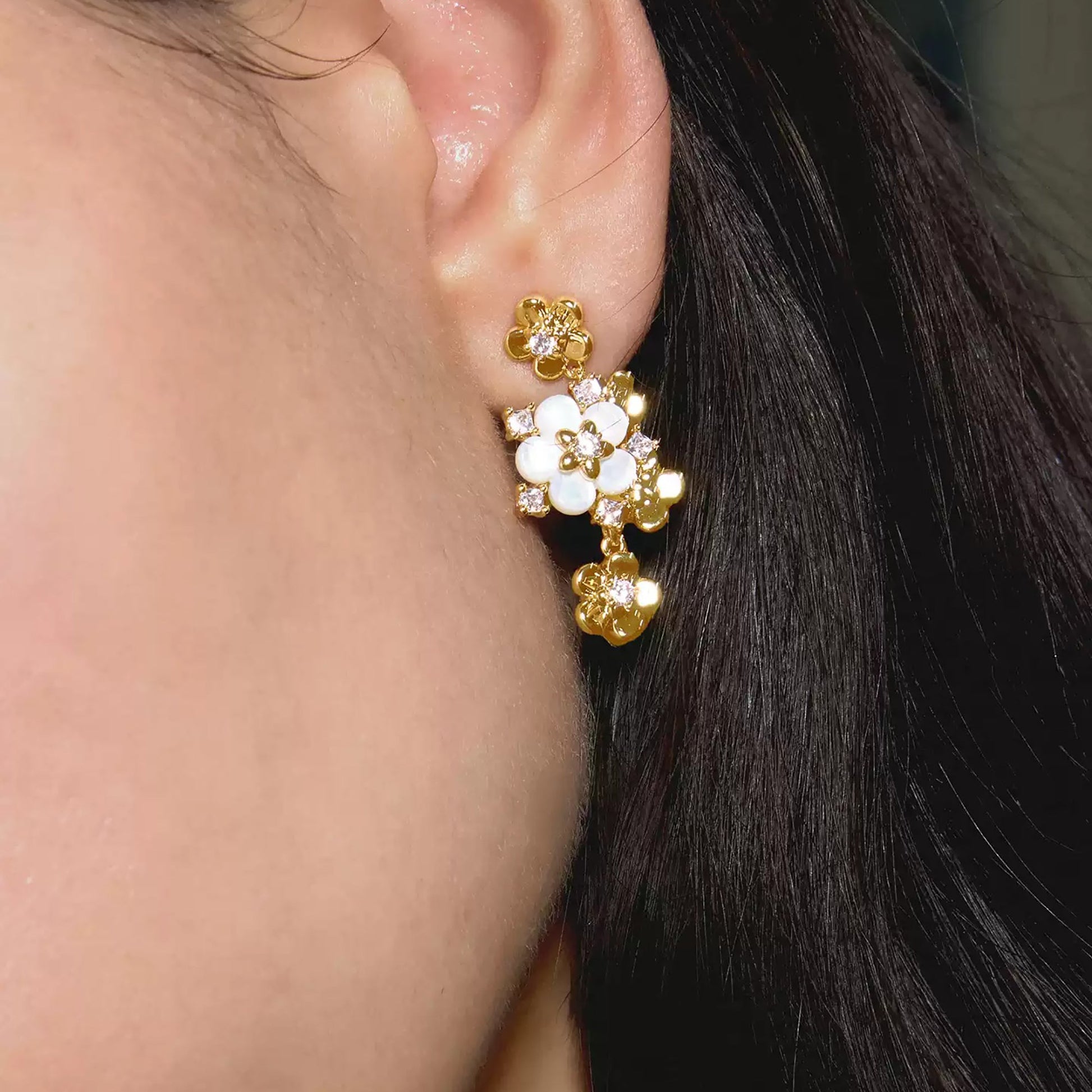 Denise 18K Gold Floral Drop Earrings