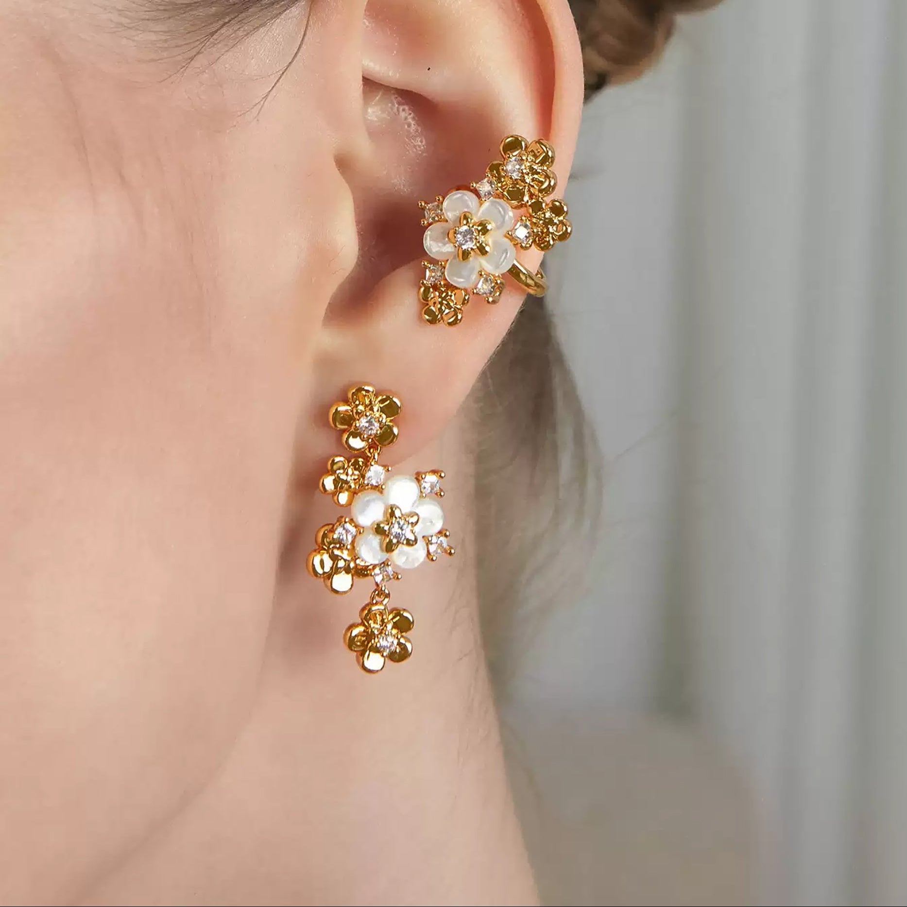 Denise 18K Gold Floral Drop Earrings