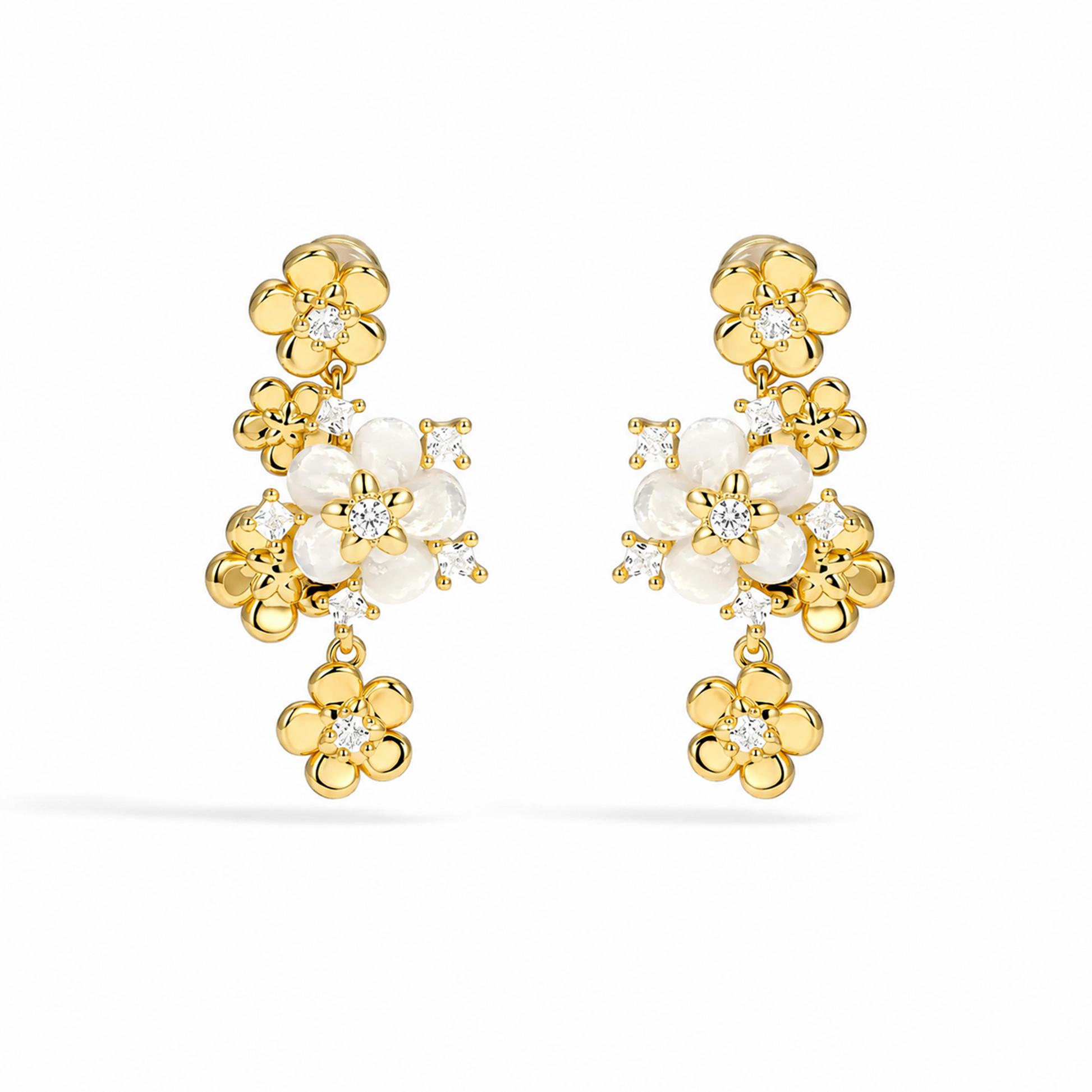 Denise 18K Gold Floral Drop Earrings