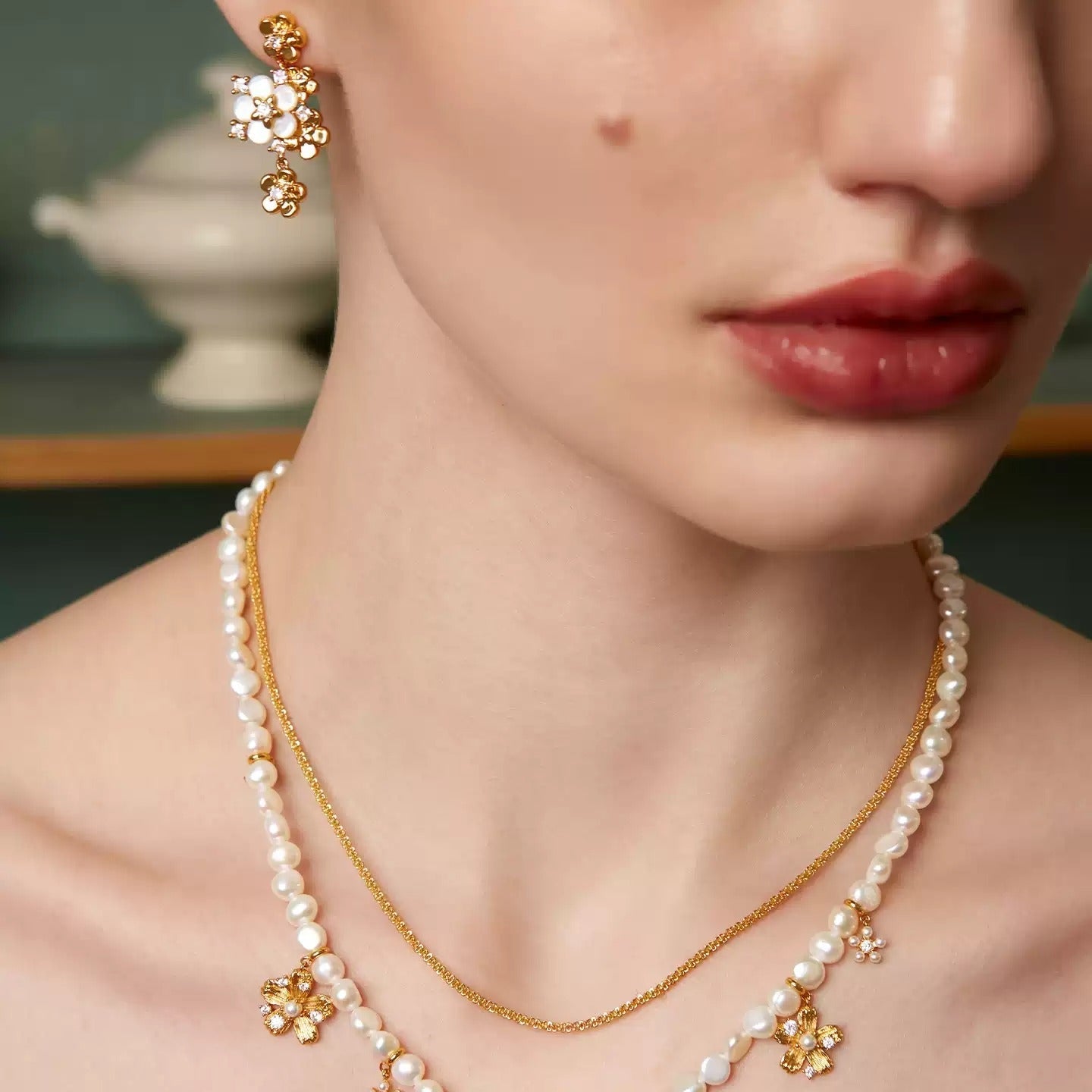 Denise 18K Gold Floral Drop Earrings