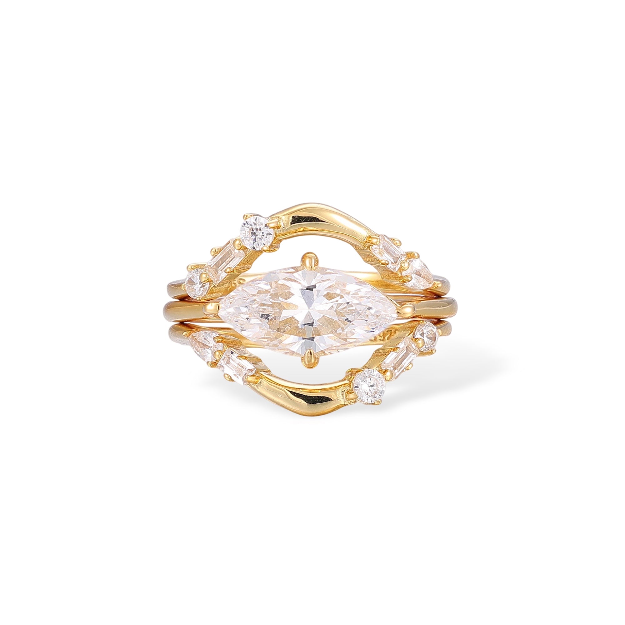 Dietwina 14K Gold Marquise Ring Set